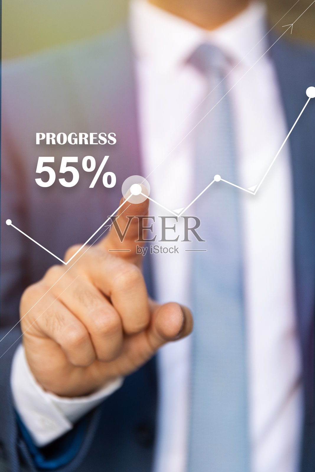 商人计划图表增长和图表增长的积极指标在他的业务照片摄影图片