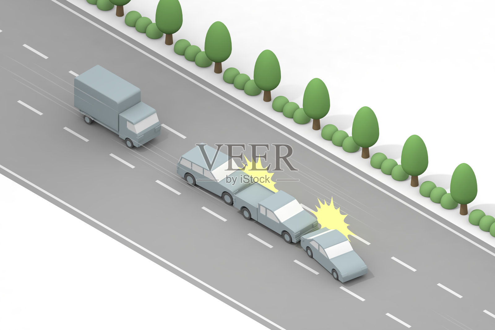 台球事故。高速公路上发生了交通事故。汽车碰撞。危险驾驶。照片摄影图片