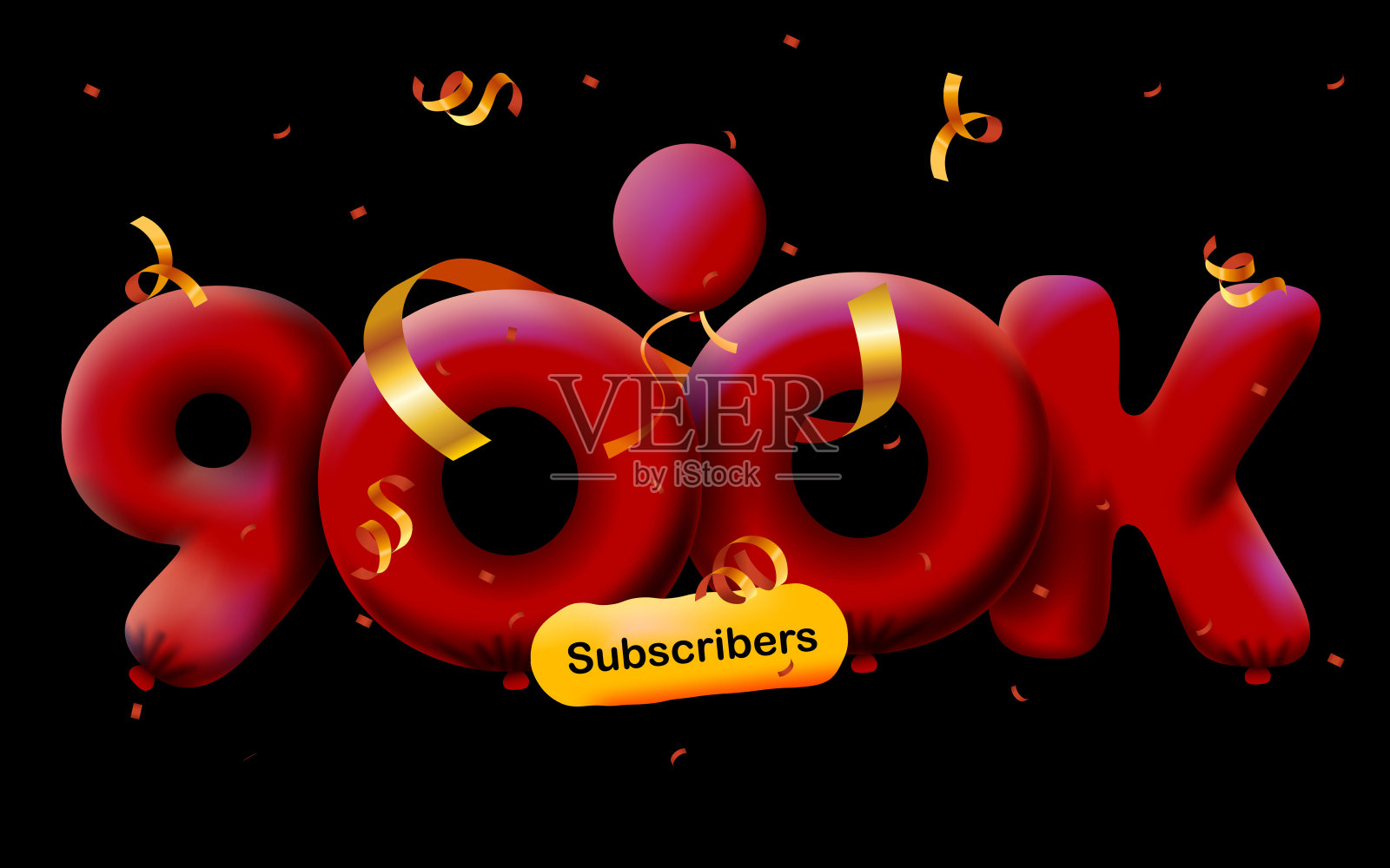 横幅上有900K的粉丝,以3d蓝色气球和彩色纸屑的形式感谢你,还有社交媒体标志。矢量插图3d数字的社会媒体900000追随者,博客的概念插画图片素材