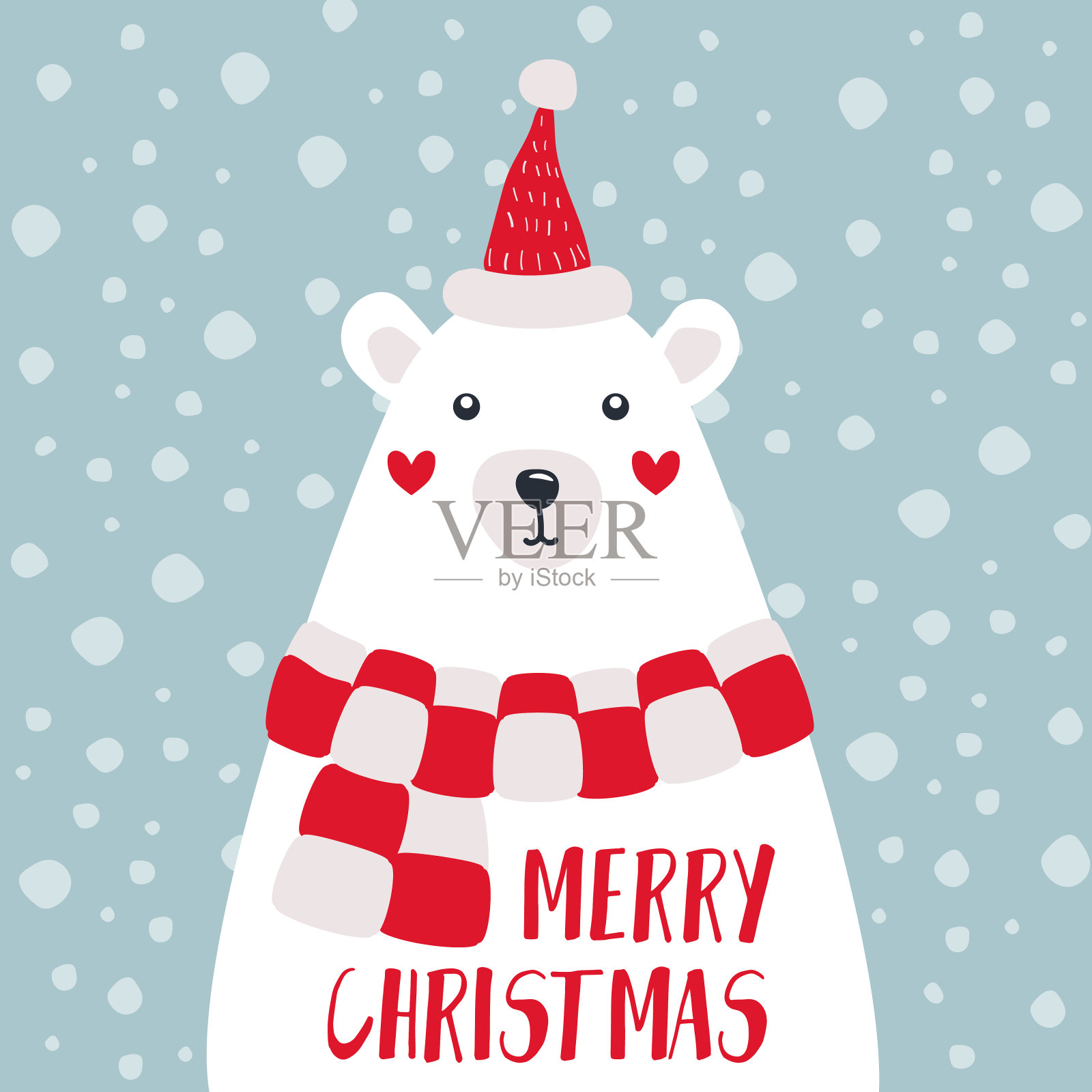 冬季圣诞明信片北极熊向量卡插画图片素材