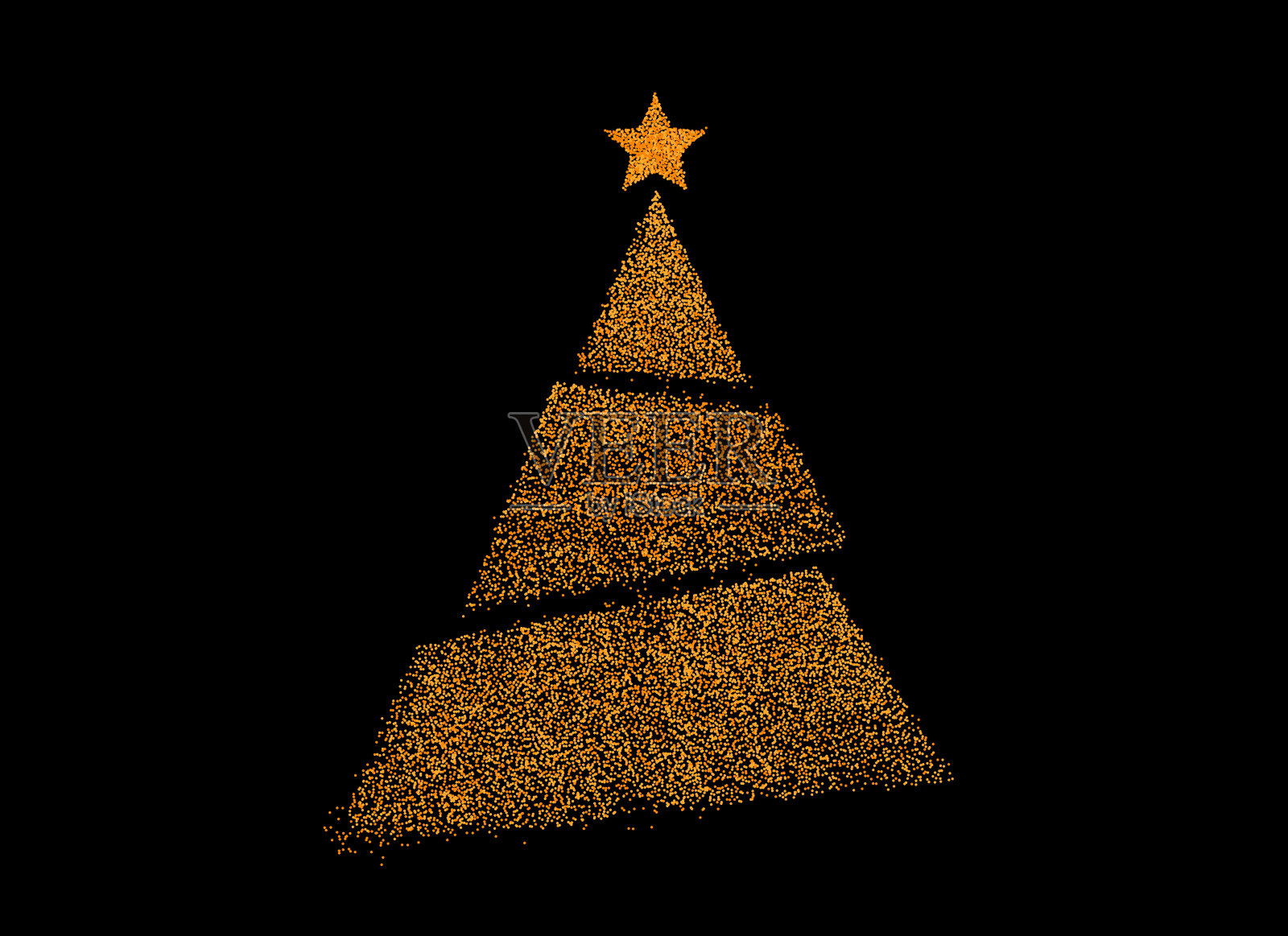 金色闪光粒子圣诞树与星孤立在png或透明的背景。图形资源的新年,生日和豪华卡。矢量图插画图片素材