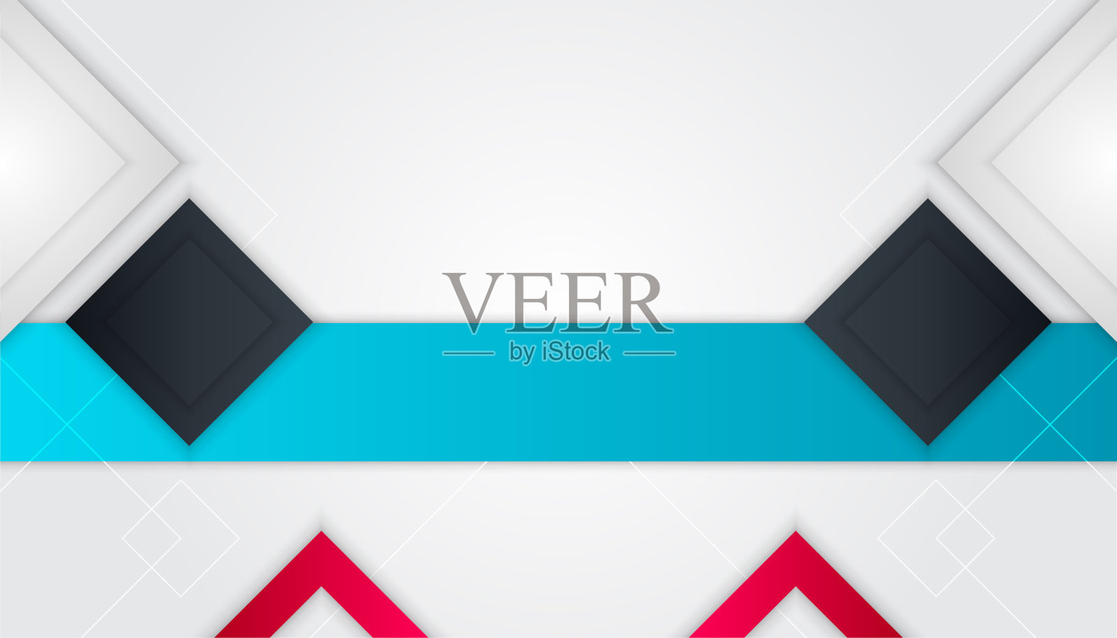 现代简约的青色、黑色、红色抽象方形背景插画图片素材