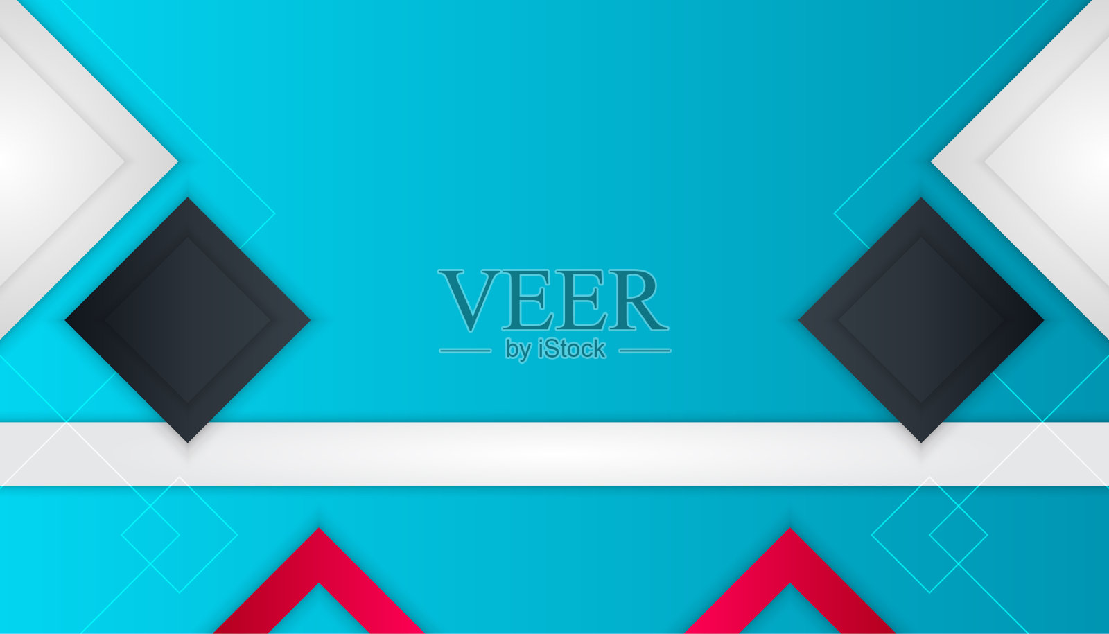 现代简约的青色、黑色、红色抽象方形背景插画图片素材