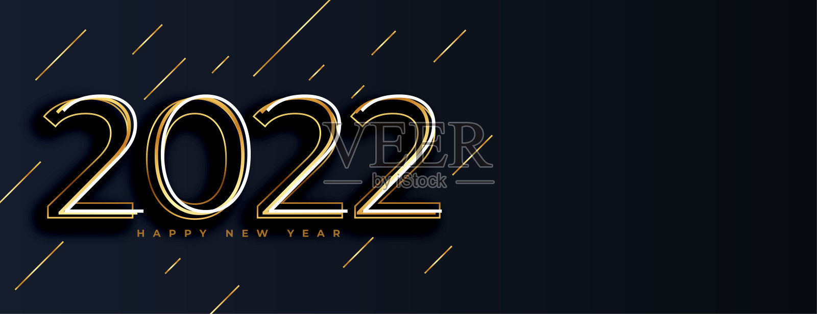 时尚快乐新年2022金色文字效果插画图片素材