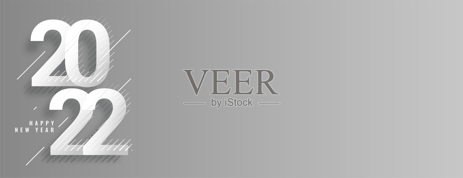 现代风格的快乐新年2022文本效果的灰色背景插画图片素材