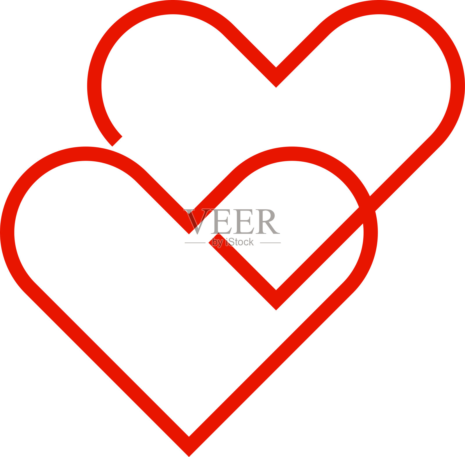 一颗心和一颗心连接的标志。向量。插画图片素材