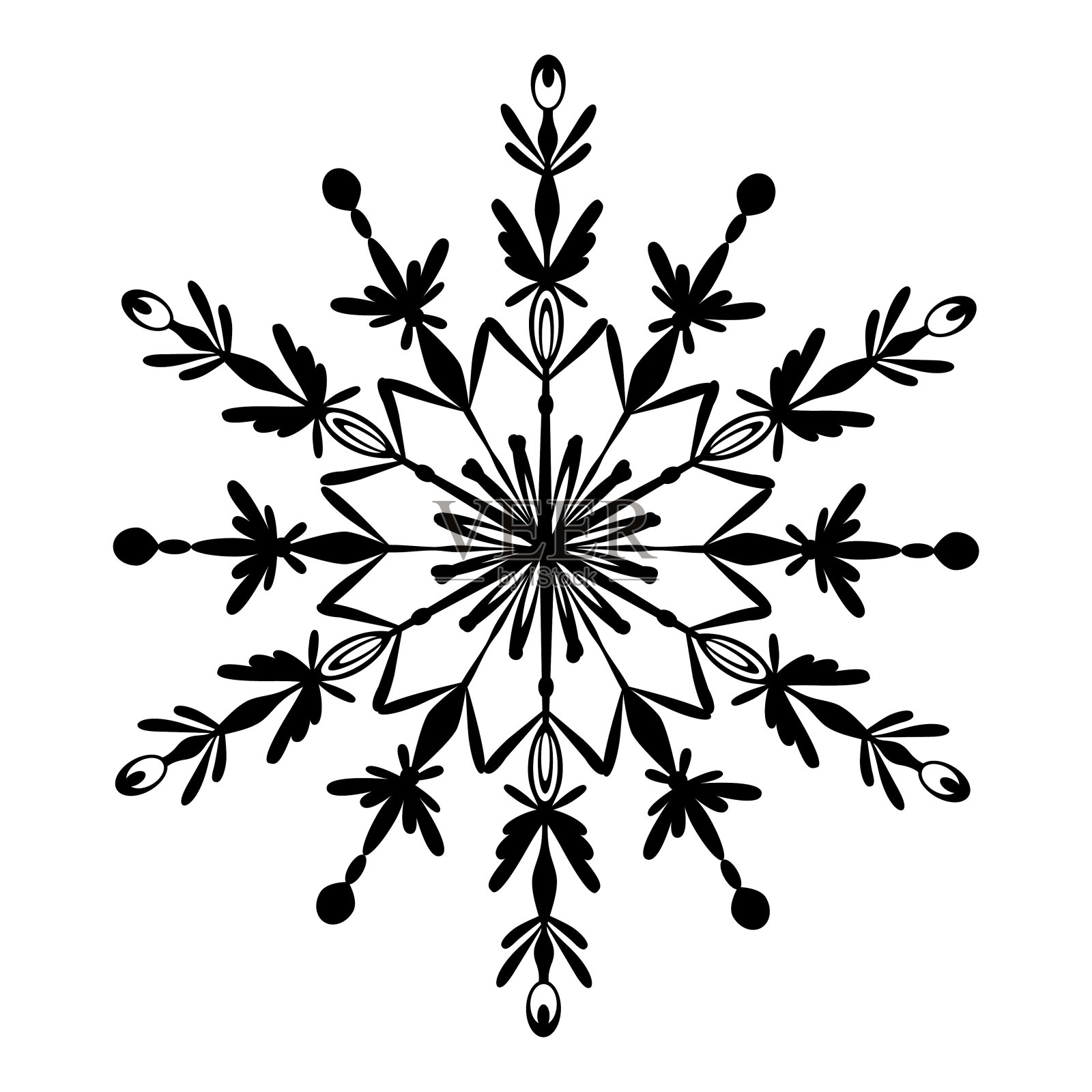 雪花图标。孤立在白色背景上。向量插画图片素材