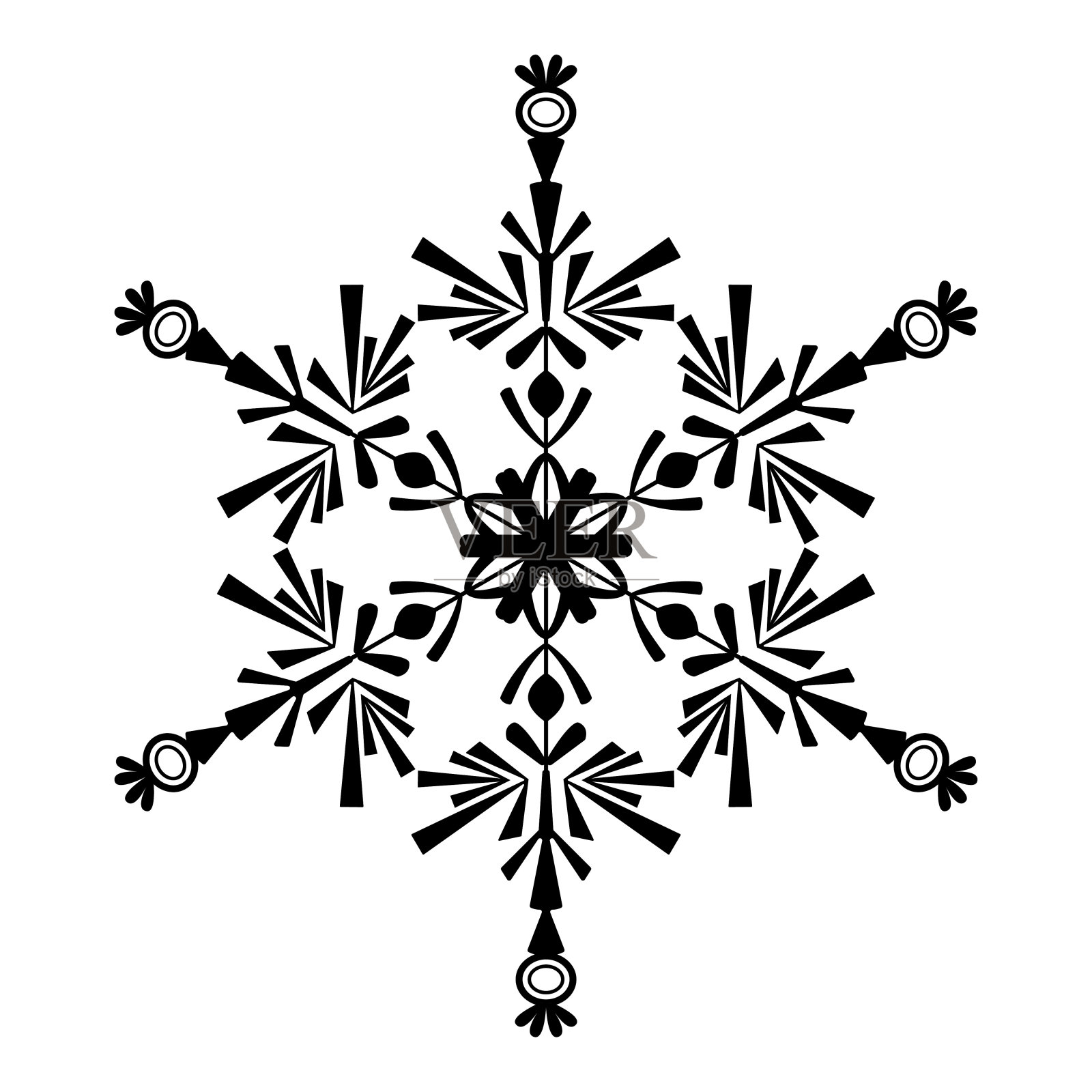 雪花图标。孤立在白色背景上。向量插画图片素材