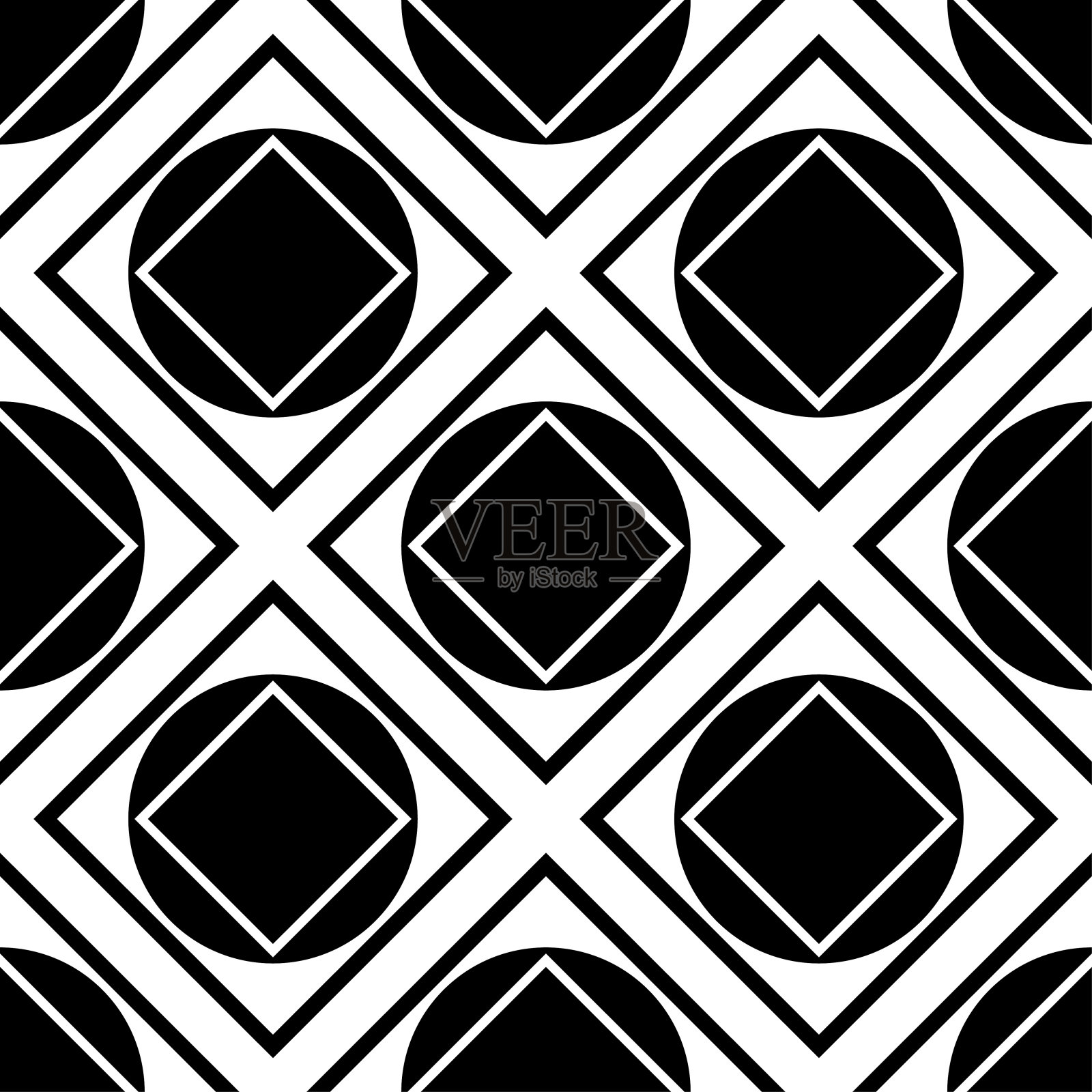 无缝模式。单色圆形和方形。可更换颜色。矢量图。背景。纹理。插画图片素材