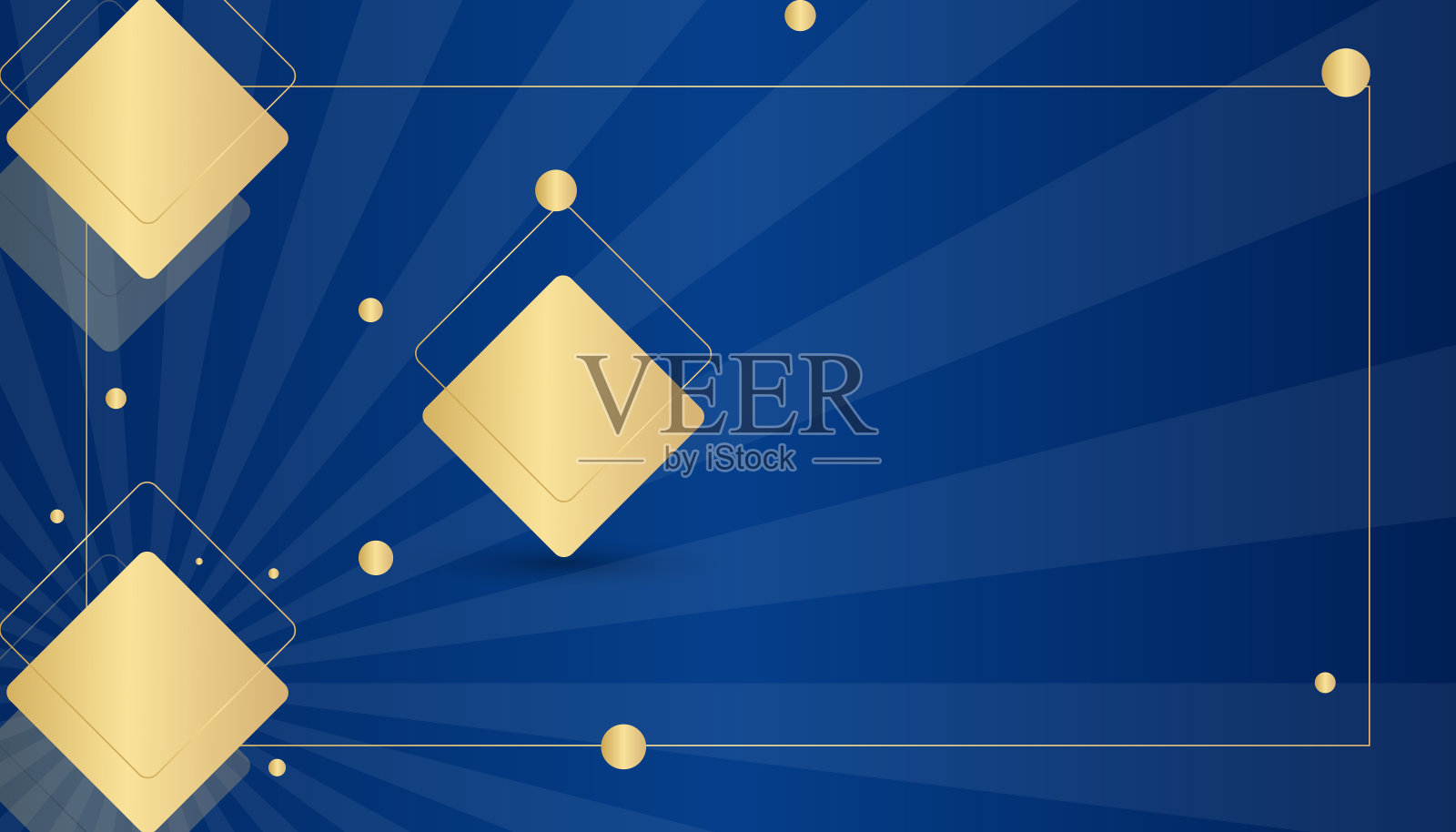 抽象蓝色金色背景与正方形形状插画图片素材