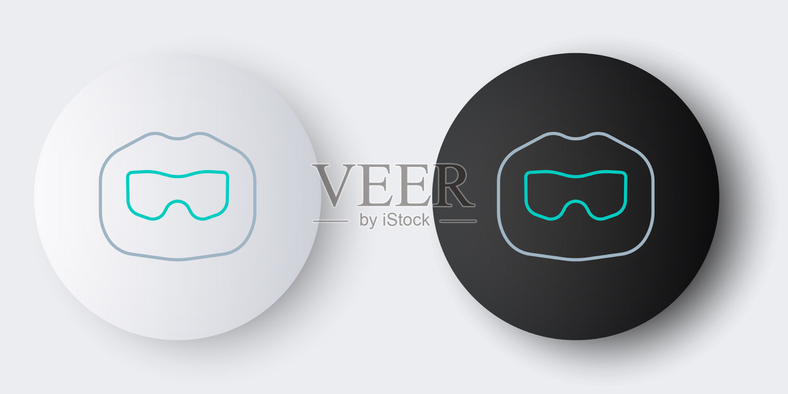 线胡子和胡子图标孤立在灰色插画图片素材