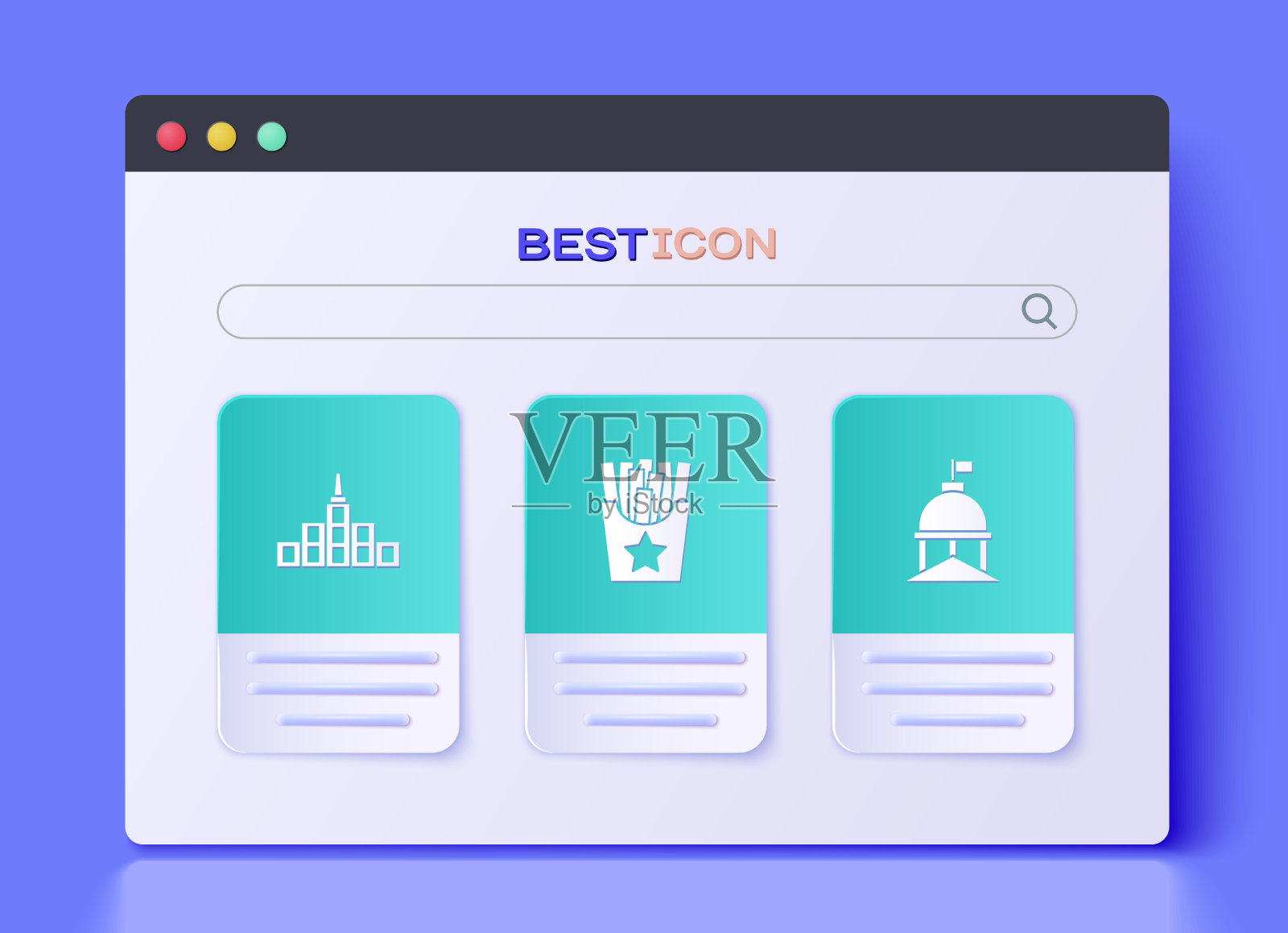 设置土豆法式炸薯条在盒子城市景观图标素材