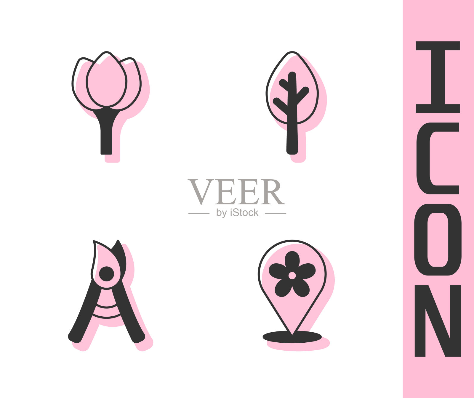 设置地点与花卉郁金香园艺花图标素材