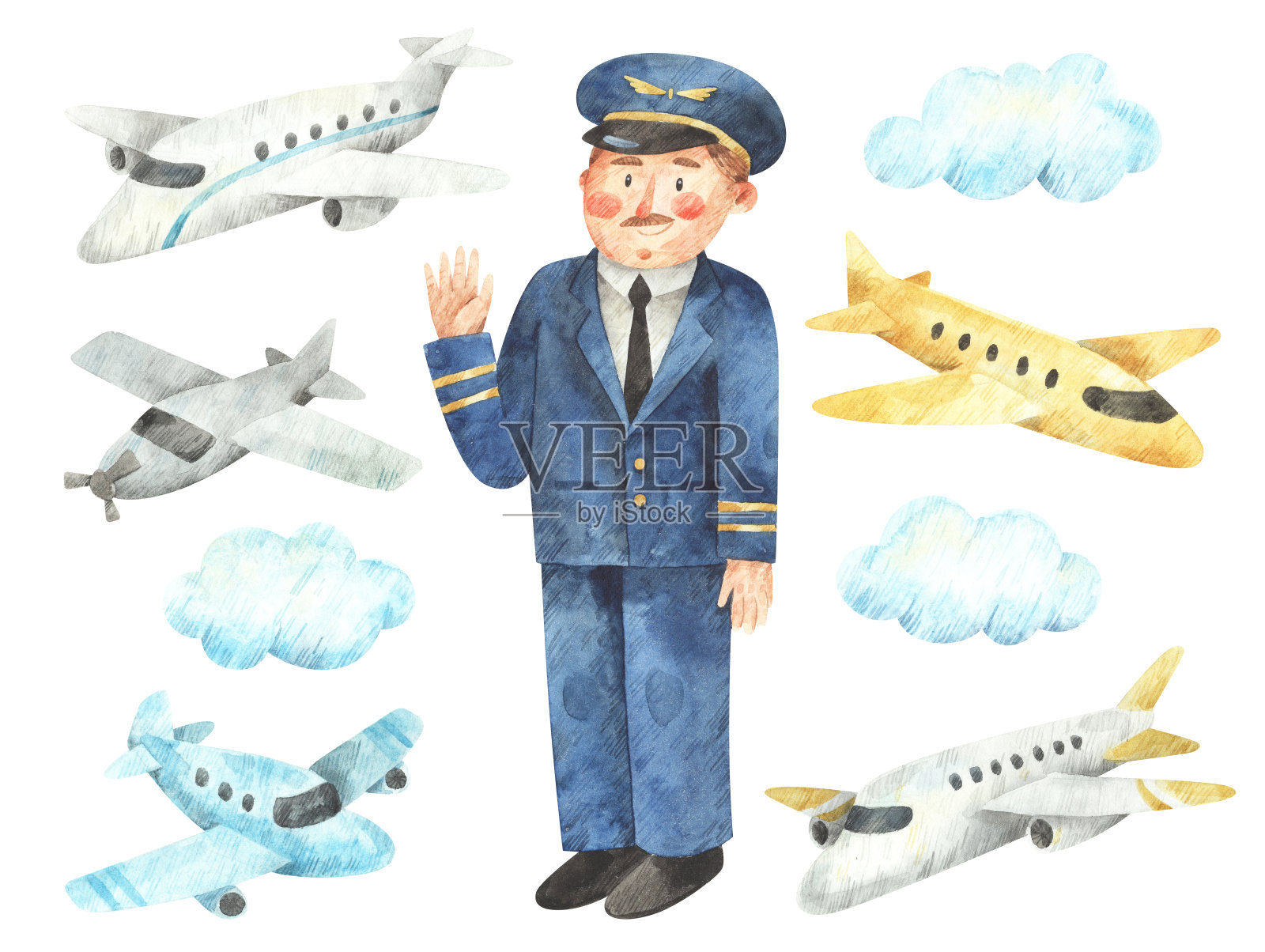 飞行员插画图片素材