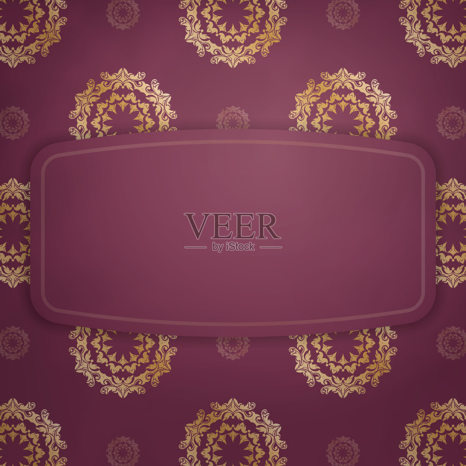 明信片模板勃艮第的颜色与希腊金饰为您的祝贺。插画图片素材