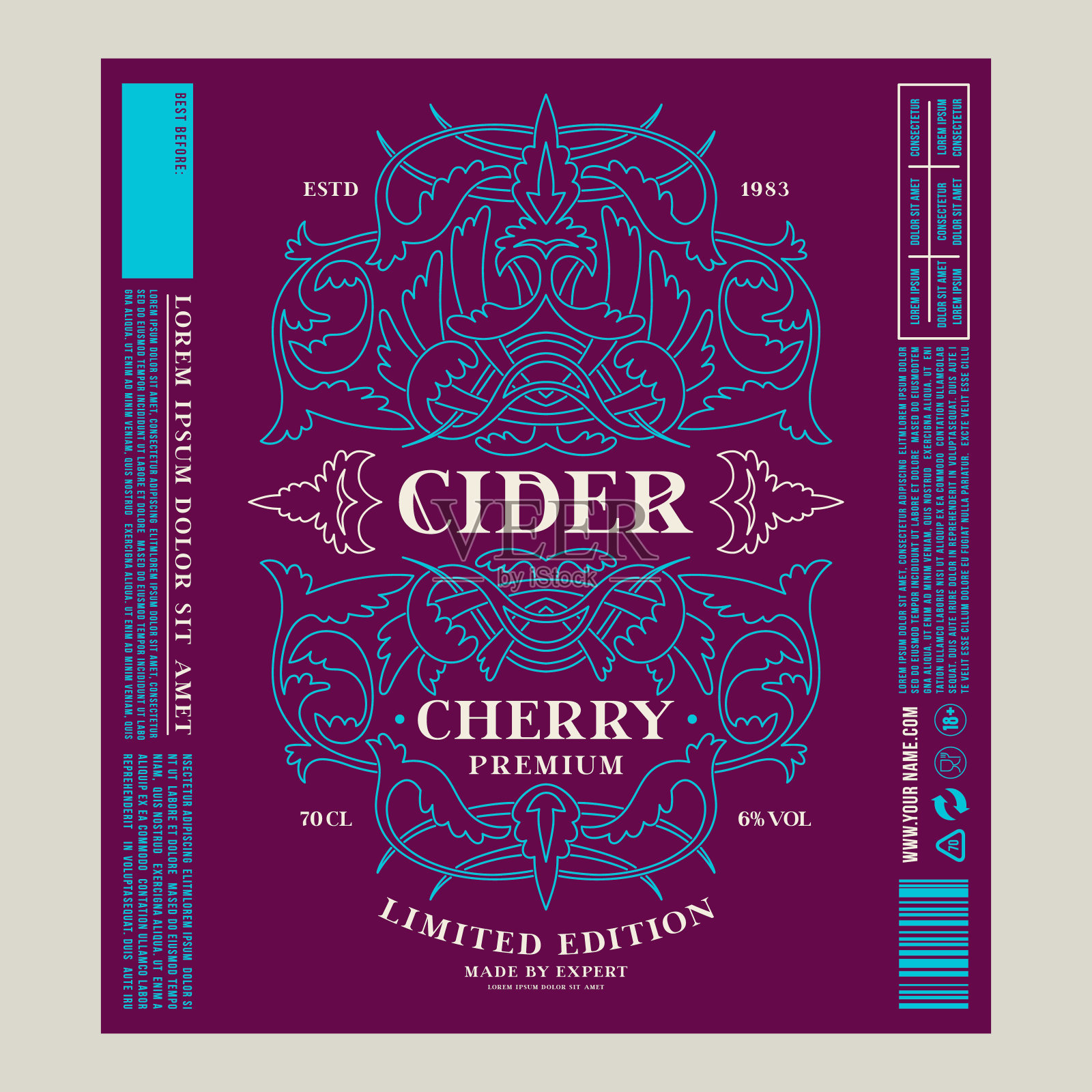 樱桃苹果酒模板装饰标签插画图片素材