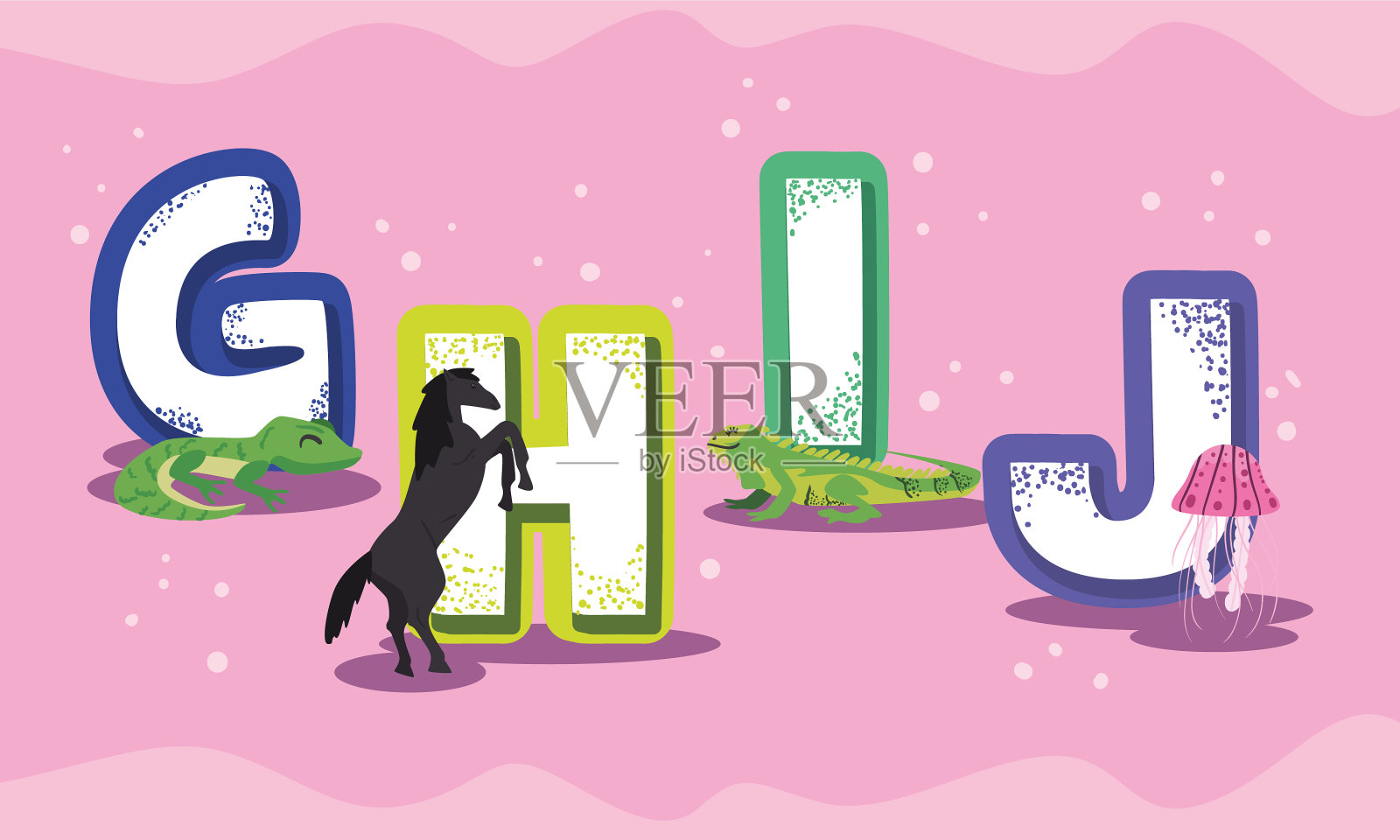 字母和动物插画图片素材