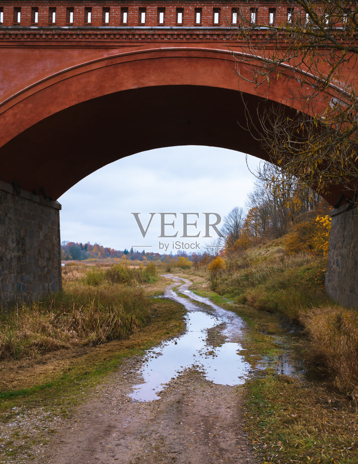 桥下蜿蜒的砾石路照片摄影图片