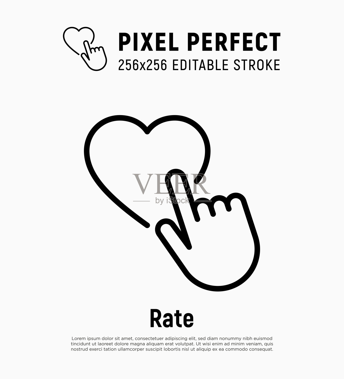 评级细线图标,服务反馈。人的手放心。客户满意度。像素完美,可编辑的笔画。矢量插图。插画图片素材