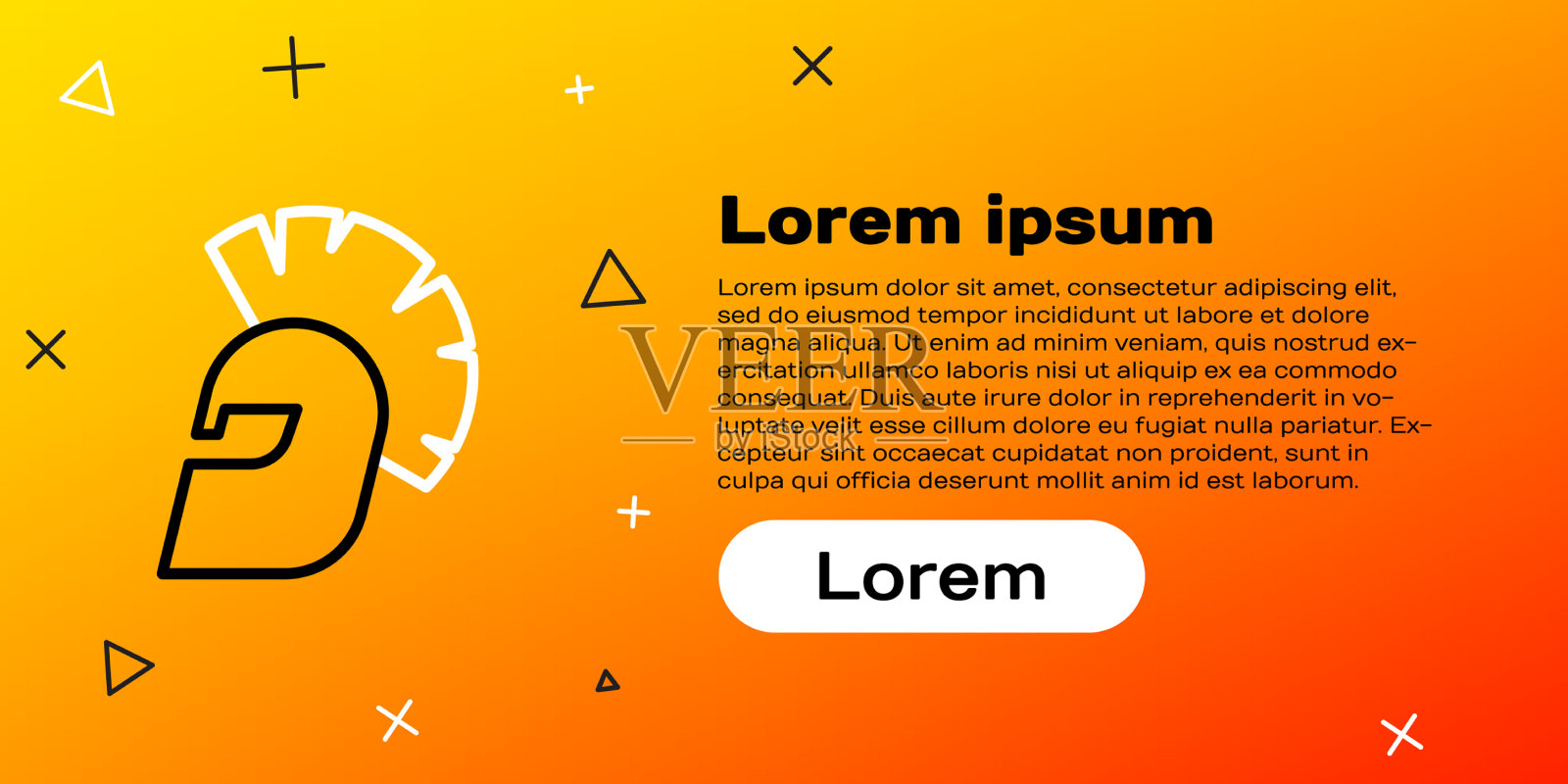 线希腊头盔图标孤立的黄色插画图片素材