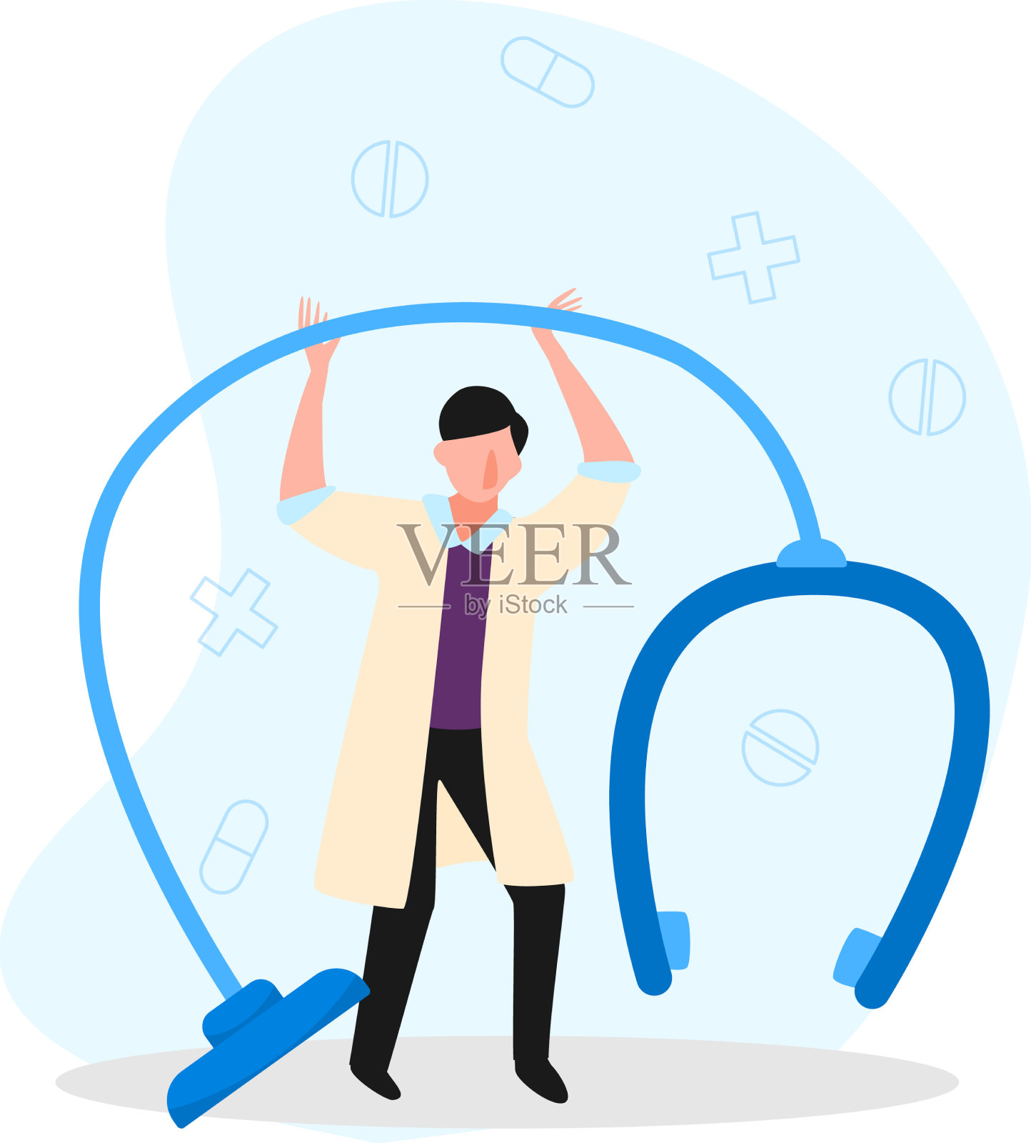 男医生听诊器组成设计元素图片