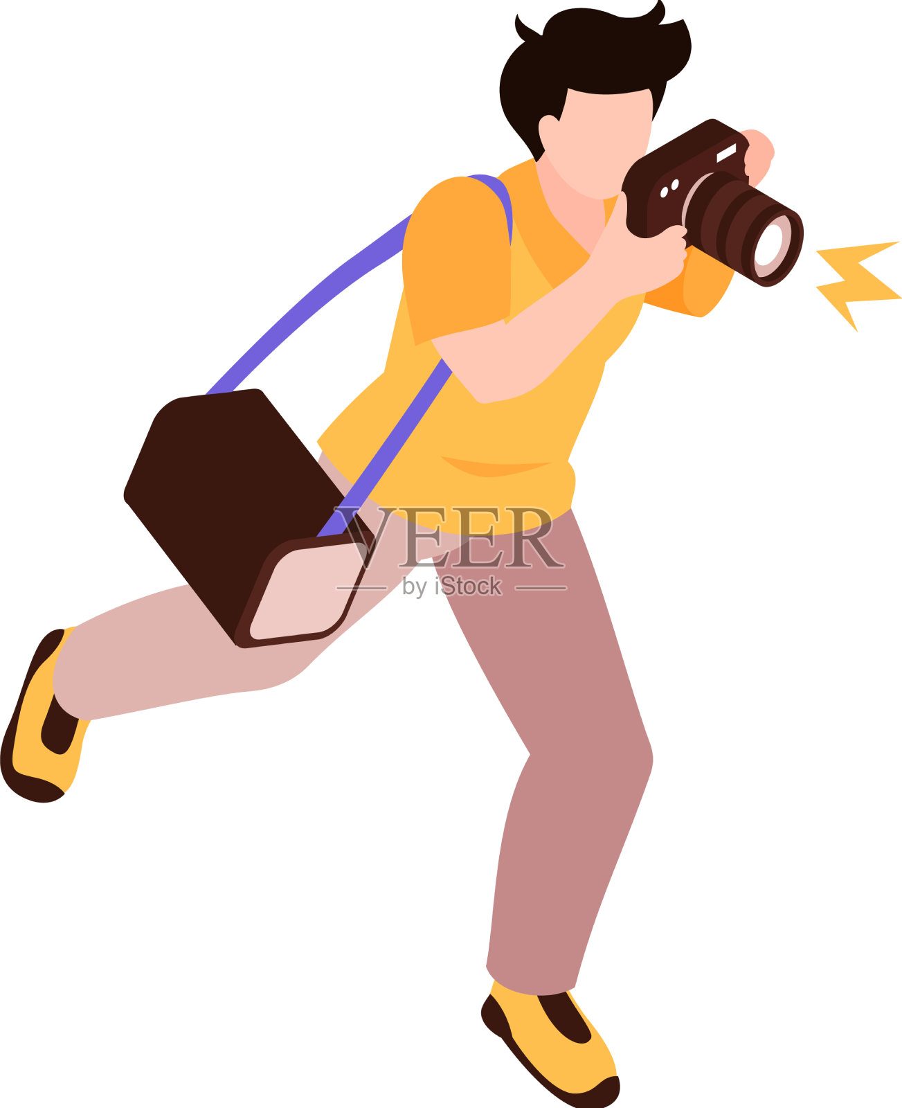 名人狗仔队等距构图设计元素图片