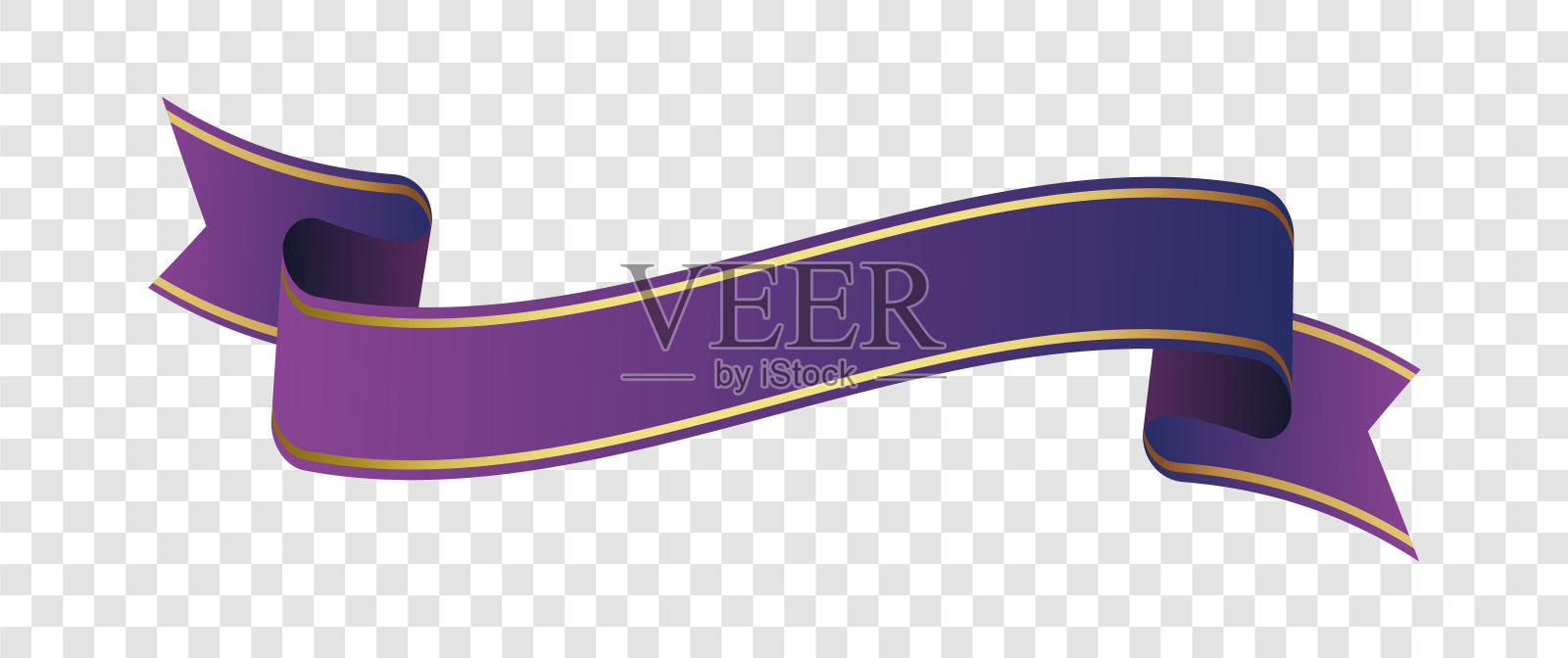 紫色复古丝带横幅-矢量设计元素插画图片素材