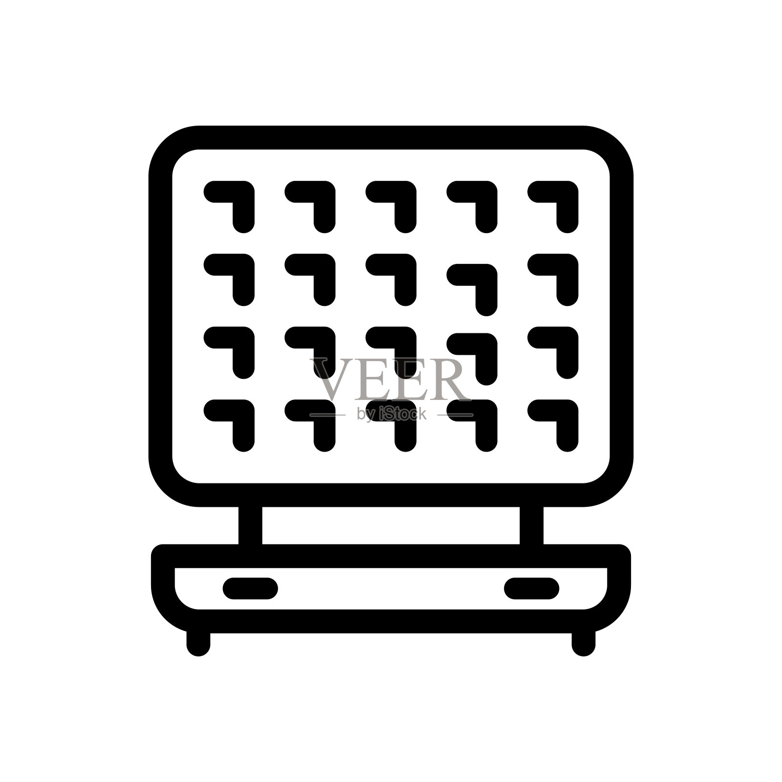 华夫饼铁厨房轮廓矢量图标图标素材