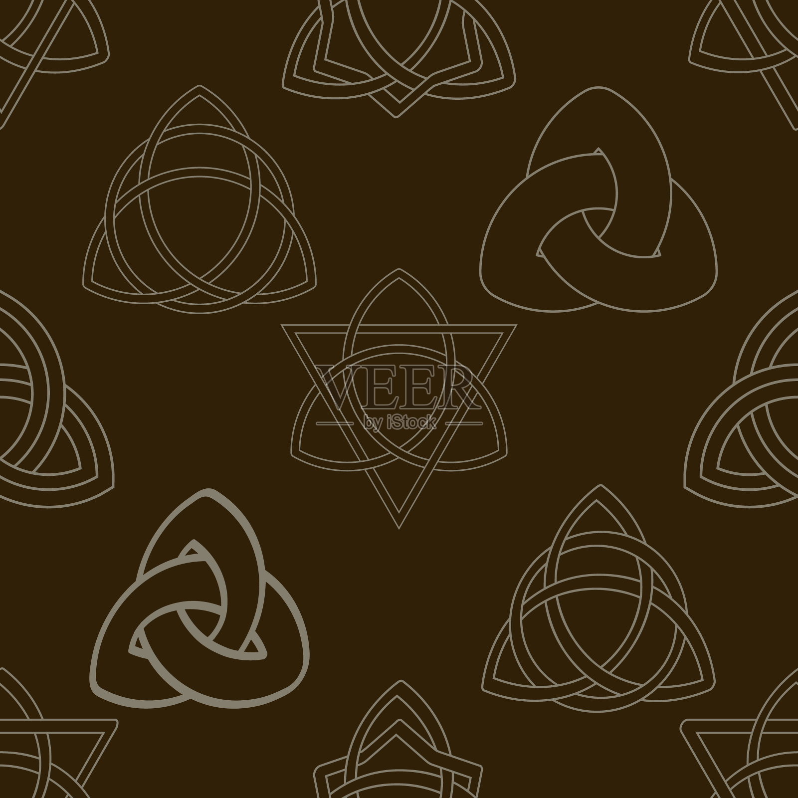 无缝图案与古老的标志Triquetra插画图片素材