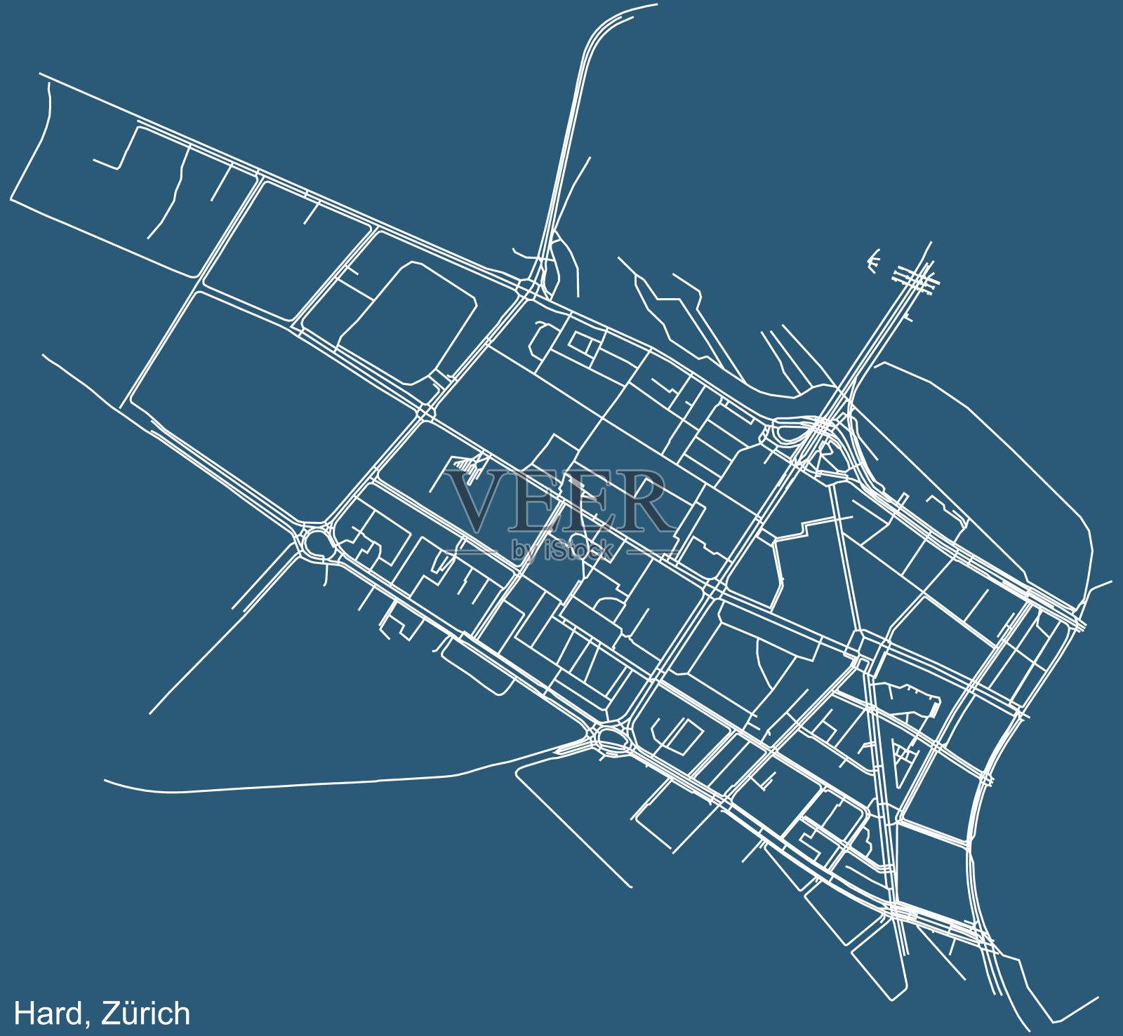 瑞士苏黎世硬区街道地图插画图片素材