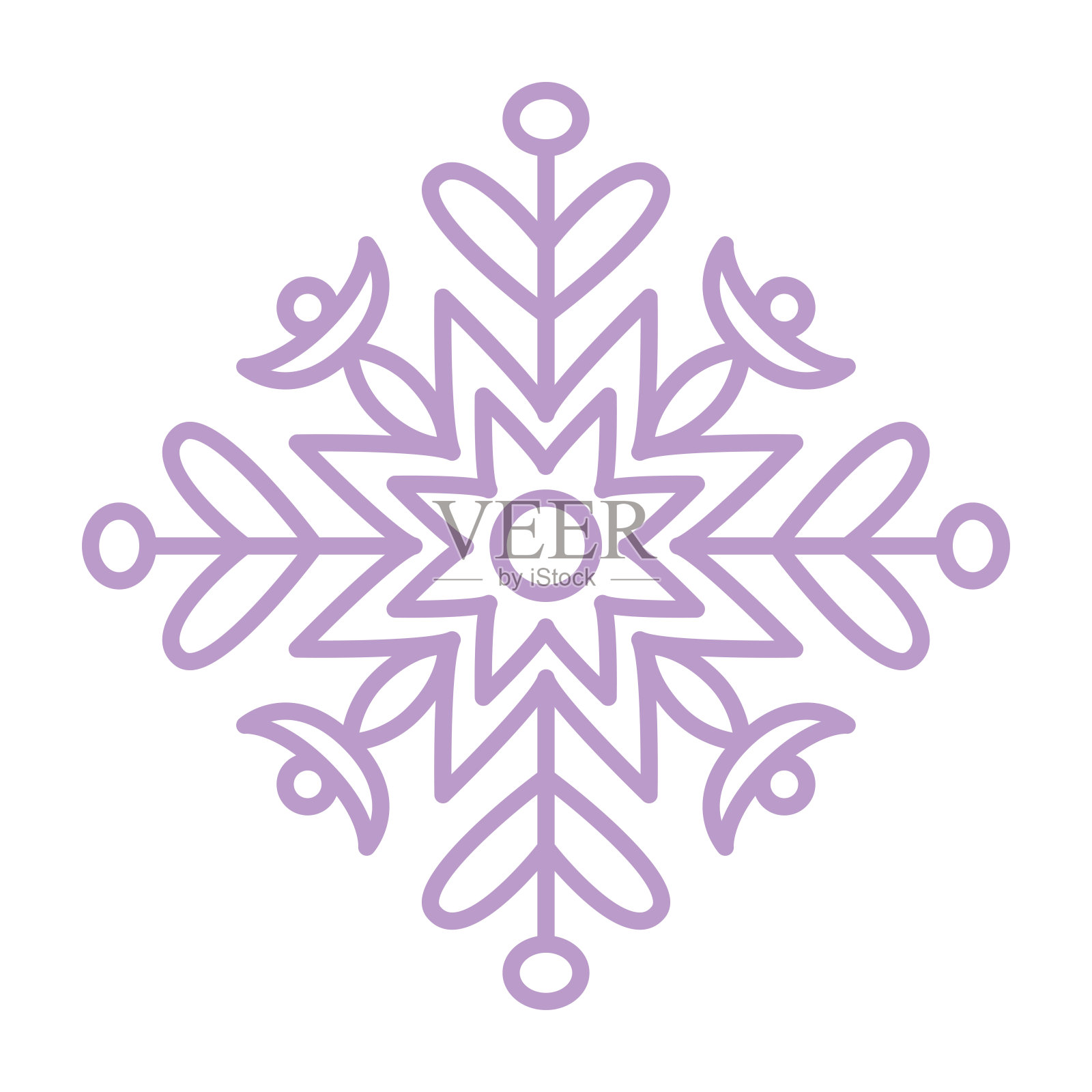 雪花图标。简单的平面矢量线插图孤立的白色背景。雪花的剪影。插画图片素材