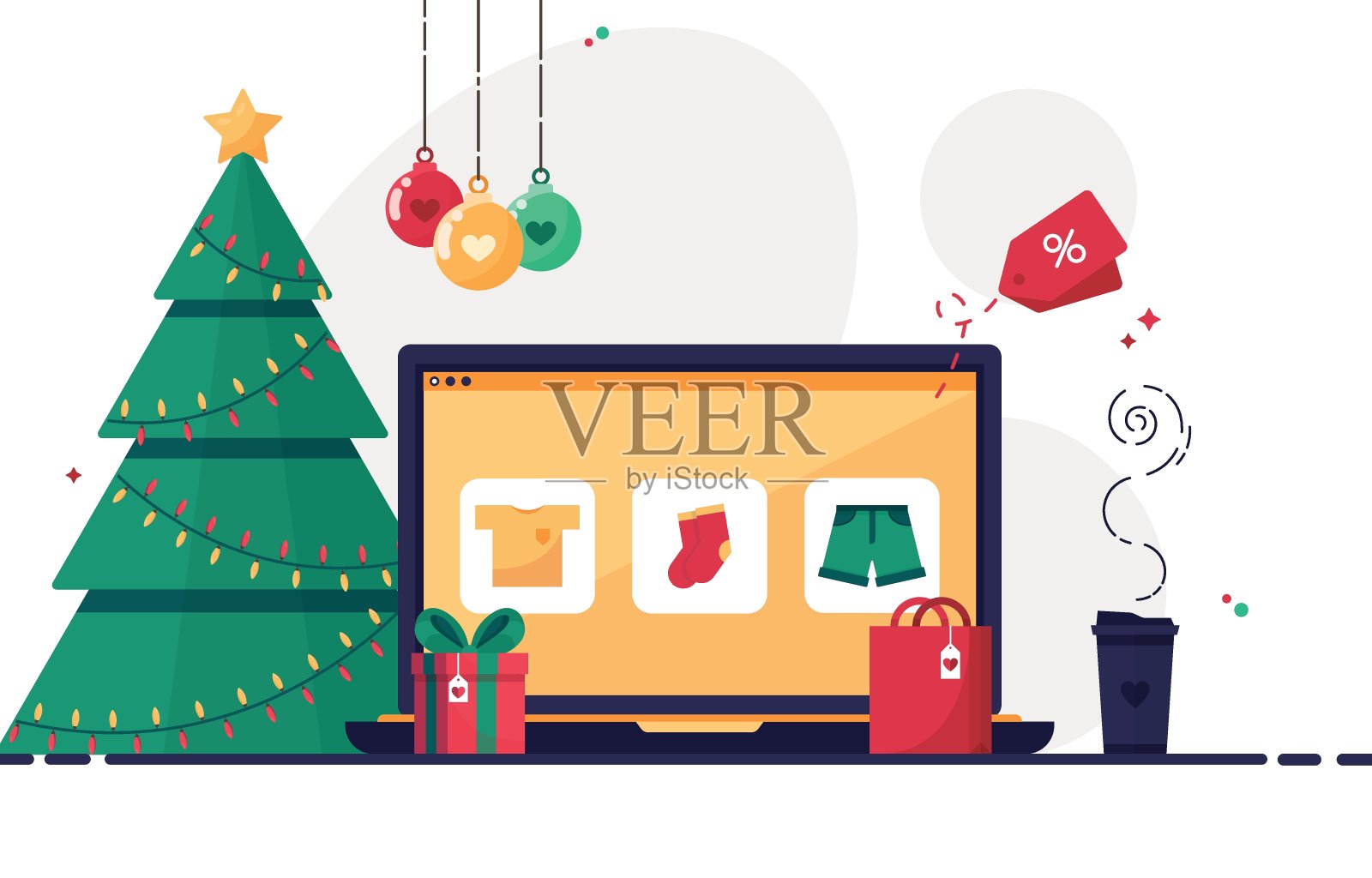 假日购物插画图片素材