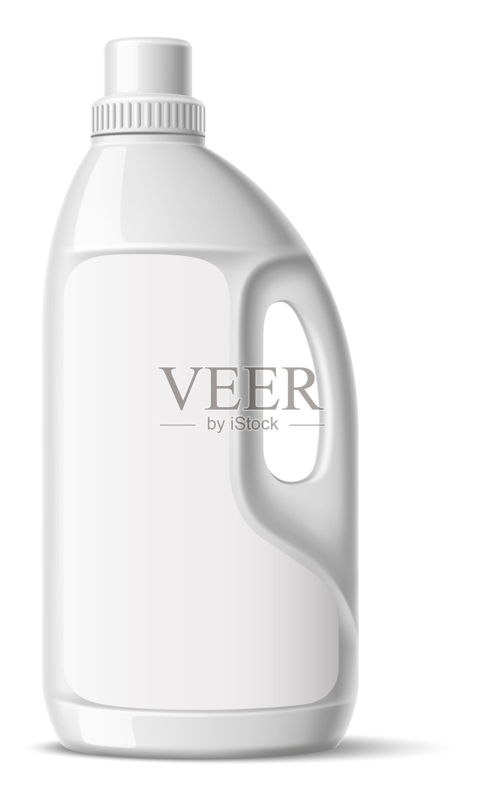 空白排水瓶模型。洗涤剂塑料包装,带把手,空标签插画图片素材