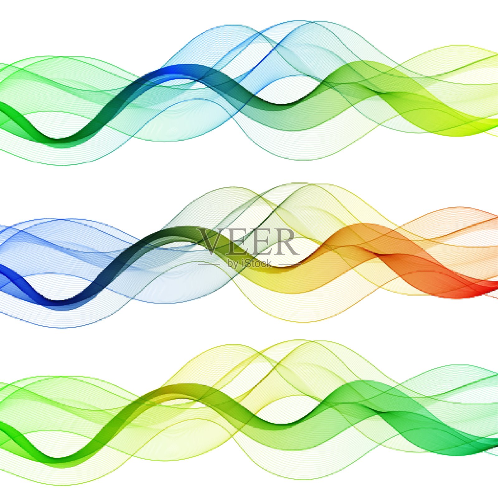 一组彩色的波。摘要向量背景插画图片素材