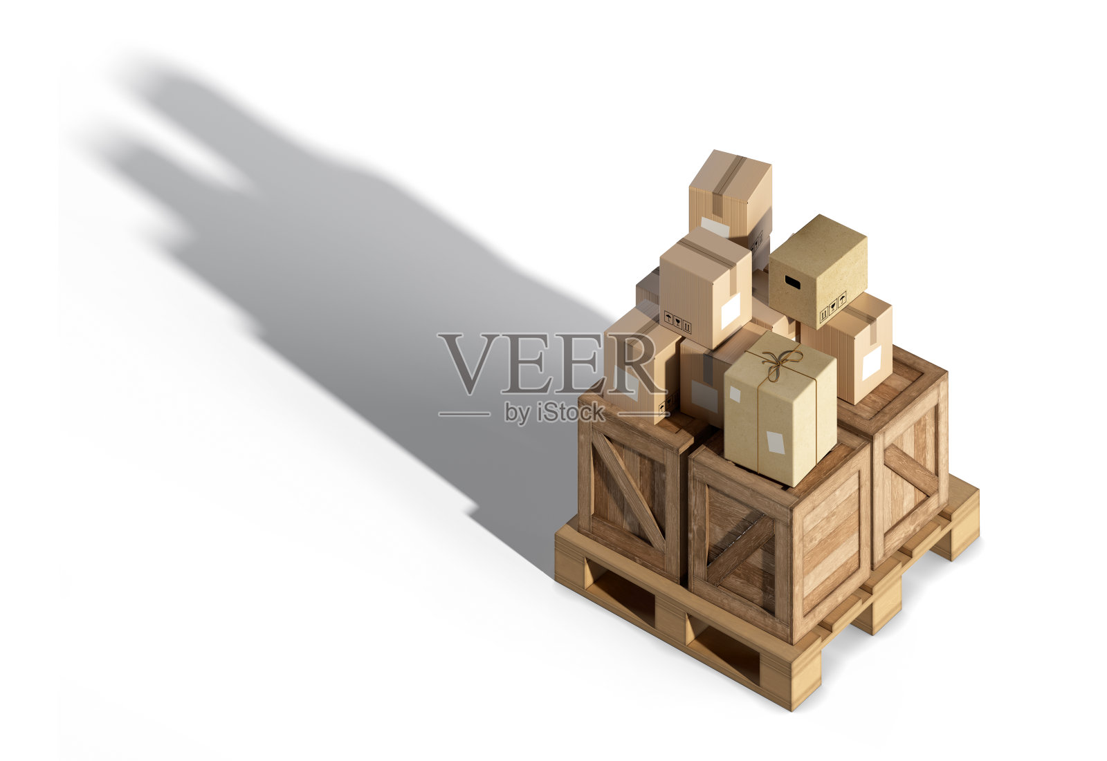 三维渲染图,用于等距空间的物流。照片摄影图片