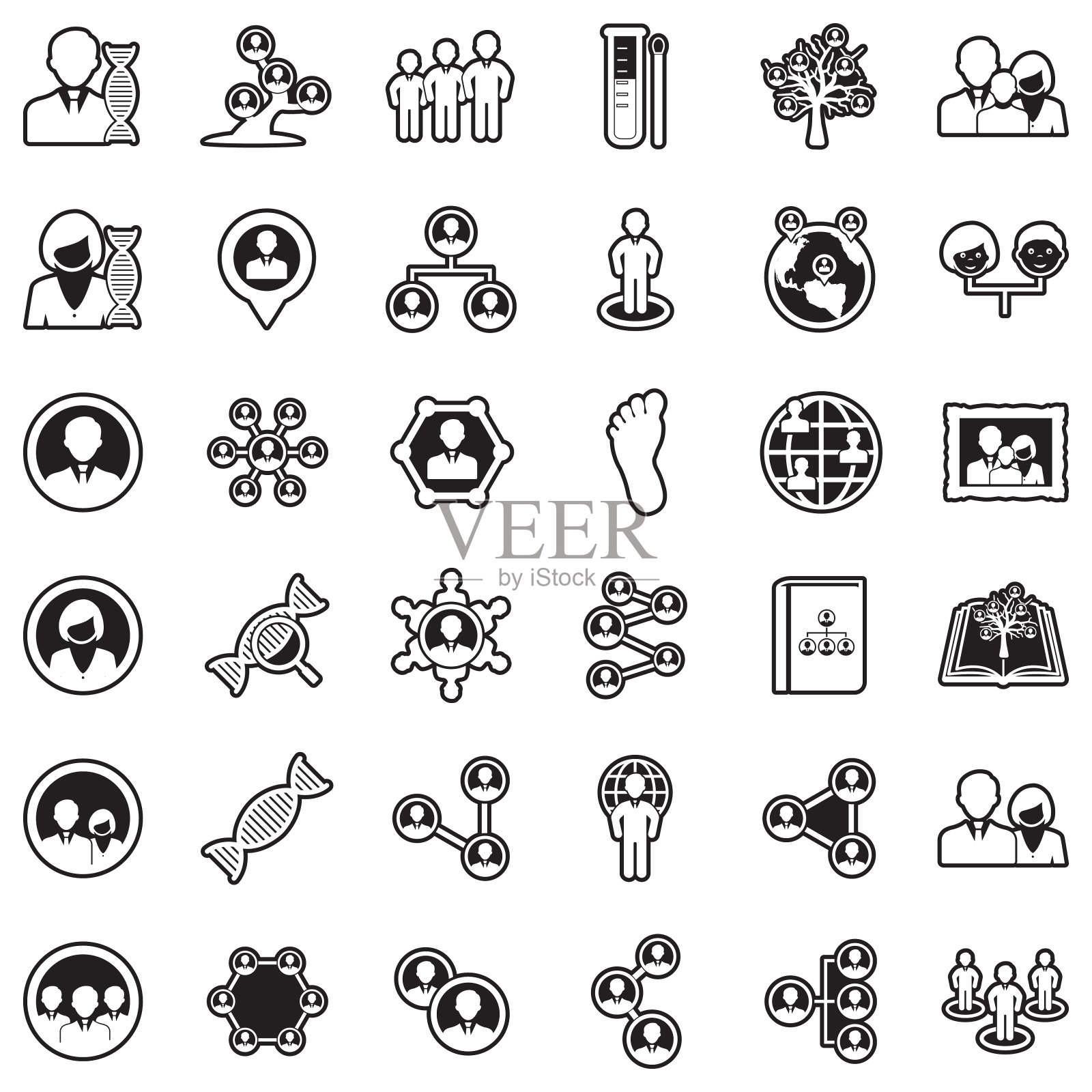 祖先图标。线条与填充设计。矢量插图。图标素材