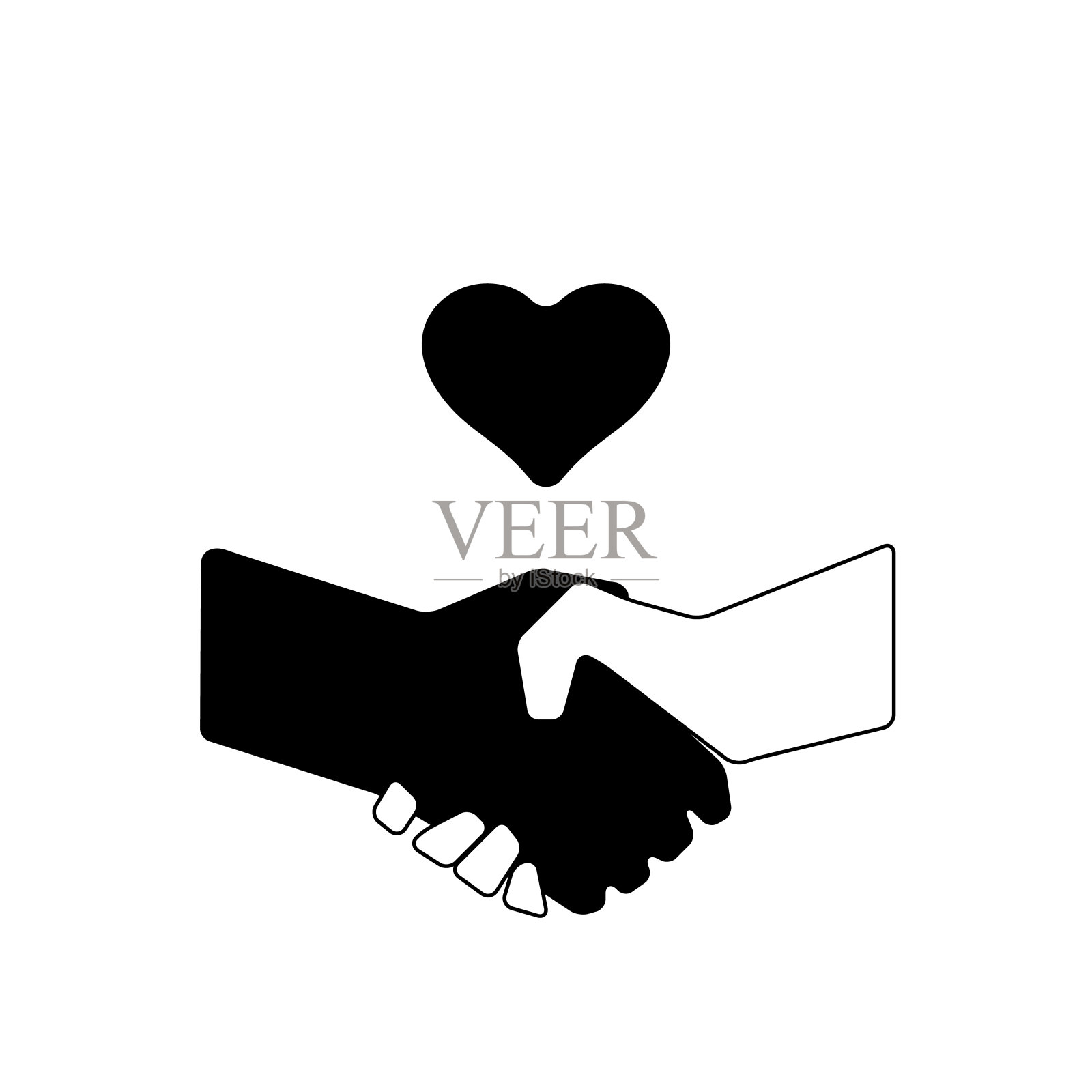 握手爱的图标,手握手心,伙伴关系,协作插画图片素材