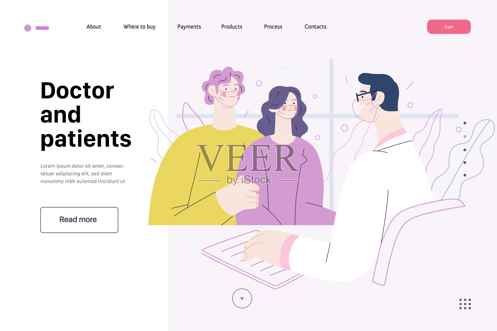 医生和病人-医疗保险网站模板插画图片素材