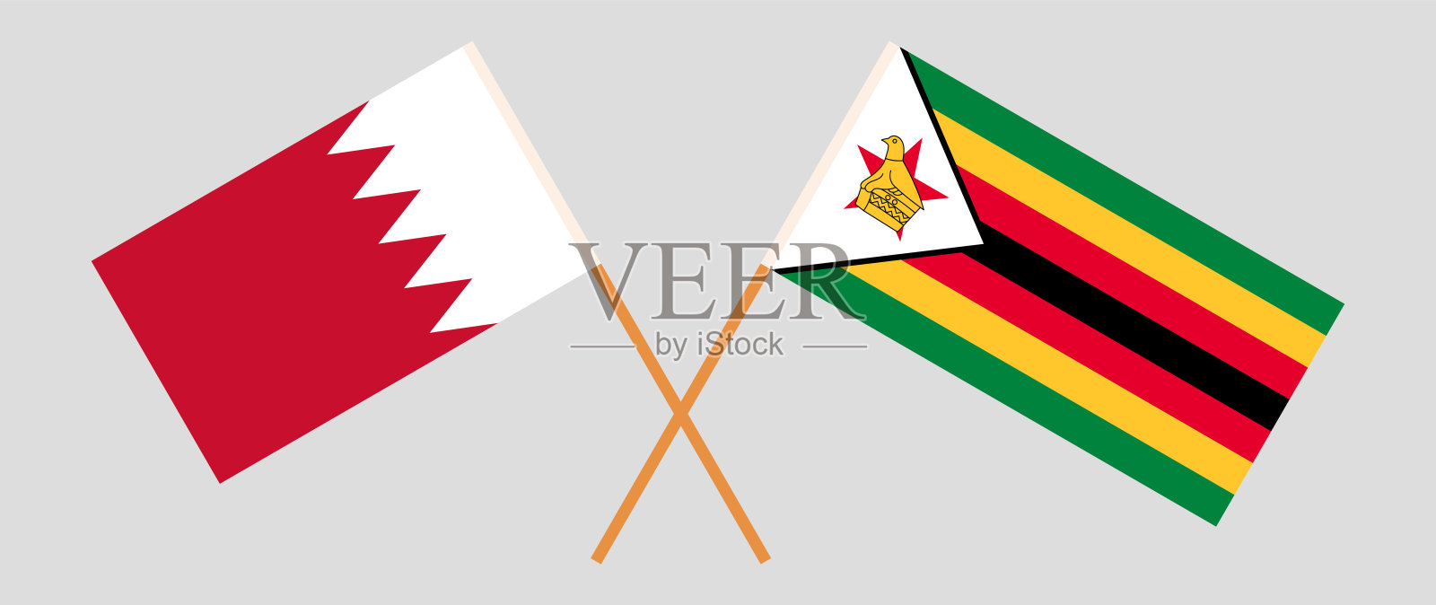 巴林和津巴布韦的交叉国旗。官方色彩。正确的比例设计元素图片