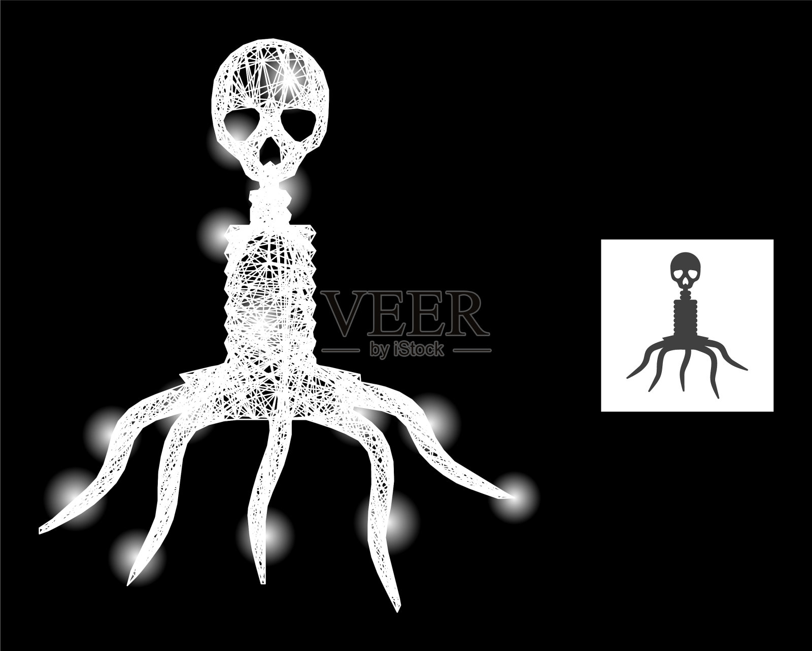 魔法孵化网格死亡病毒与眩光斑点插画图片素材