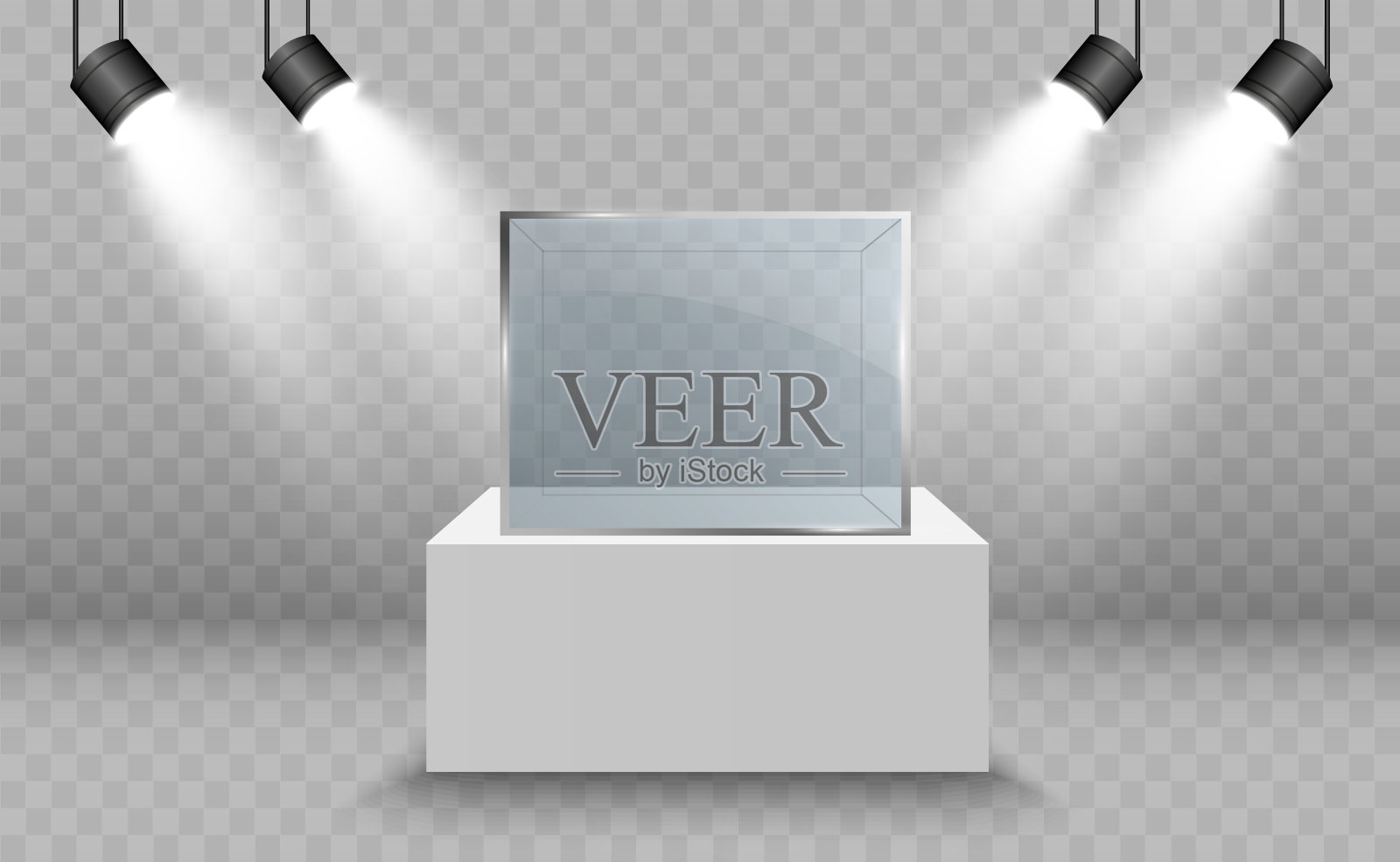 展览橱窗为玻璃立方体的形式。插画图片素材