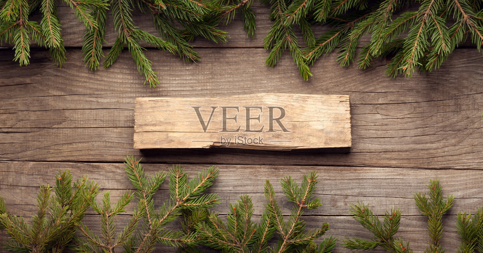 圣诞树和木制背景装饰照片摄影图片