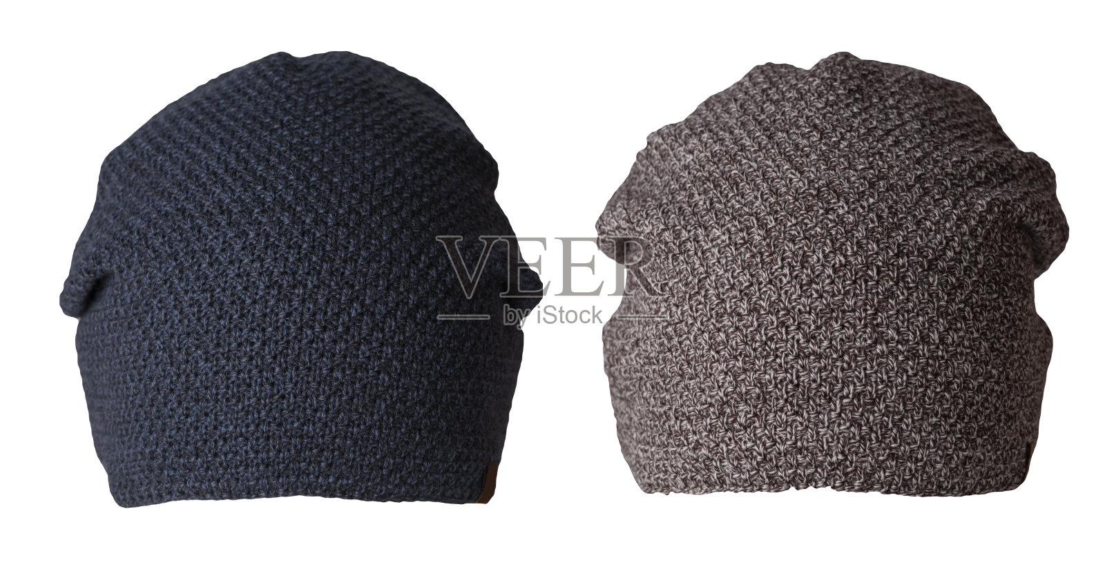 在白色背景上孤立的针织帽子。时髦的帽子。休闲风格的时尚配件照片摄影图片