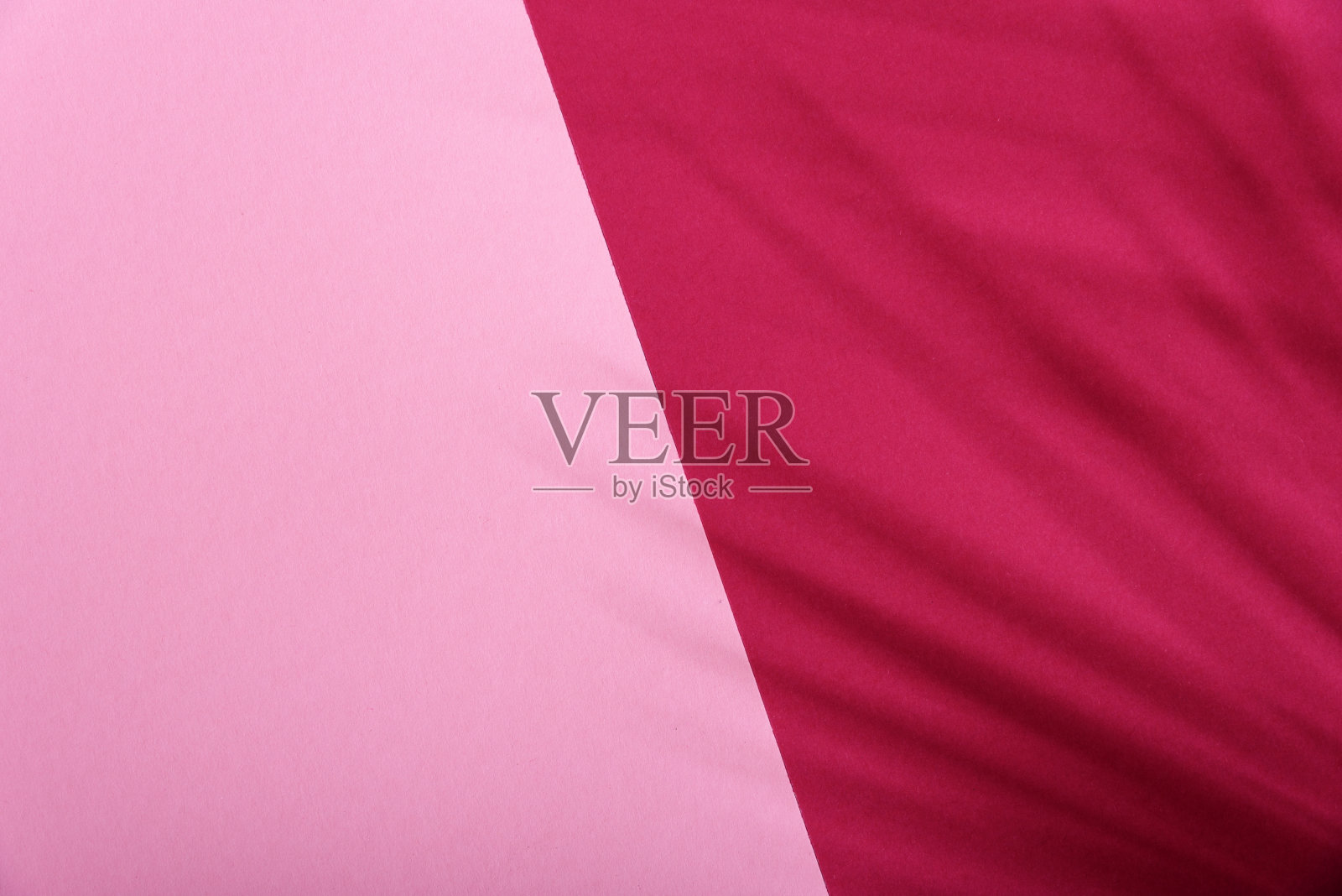 深红色和粉红色的背景与热带棕榈阴影。两种趋势柔和的纸和异国情调的植物阴影布局。照片摄影图片