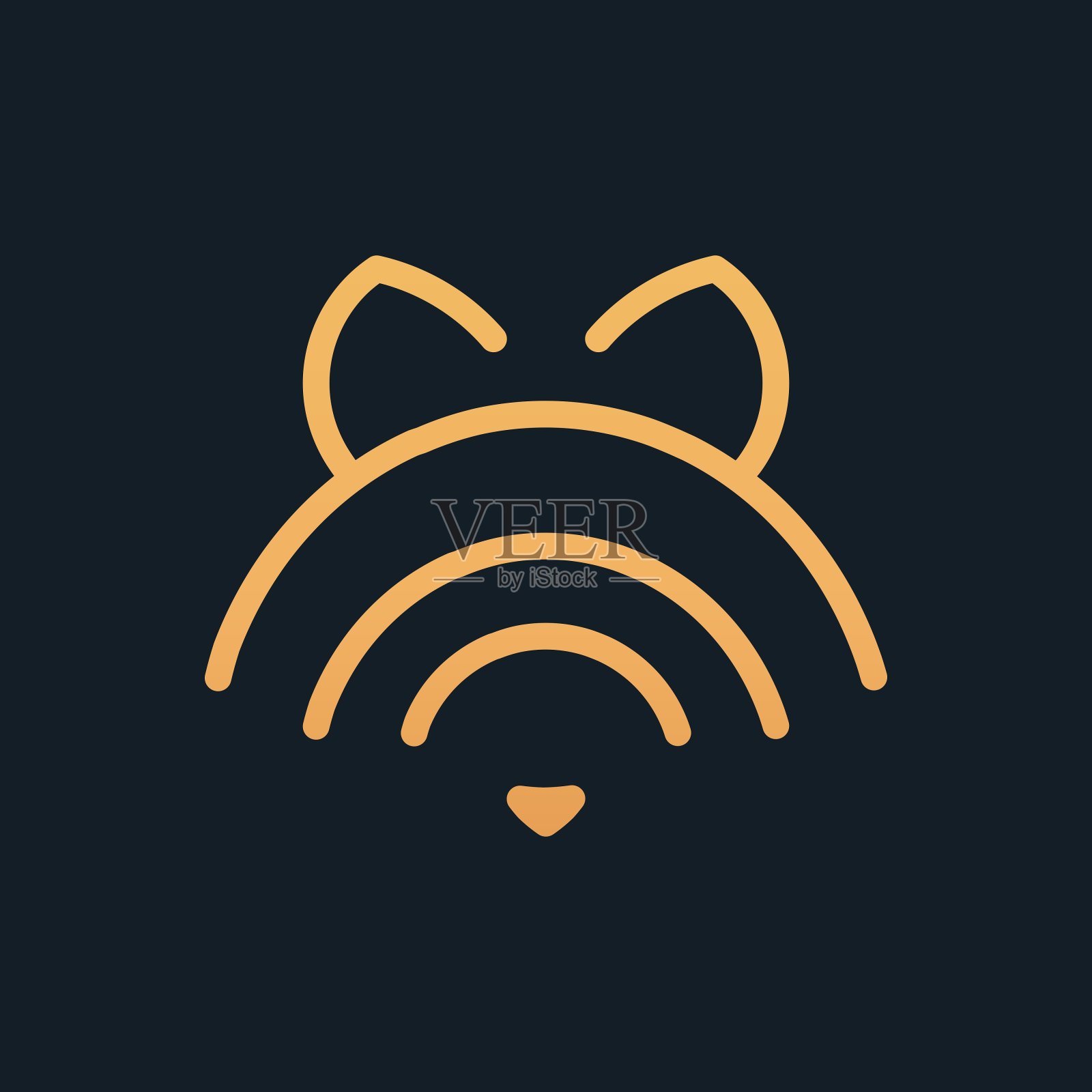 Wifi信号标志与狐耳组合。适用于网络应用、移动应用和印刷媒体。插画图片素材