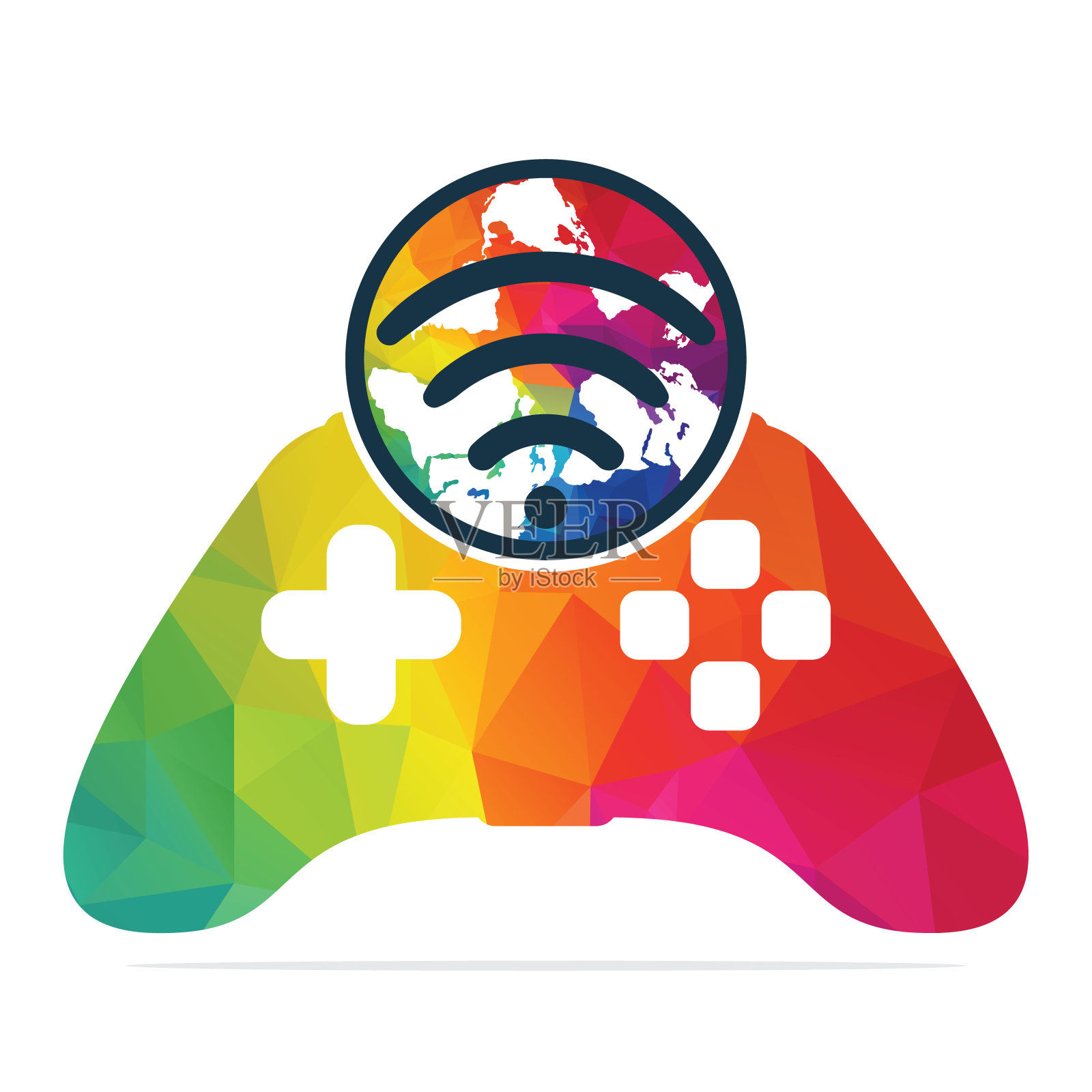 游戏操纵杆或设备控制器标识。插画图片素材