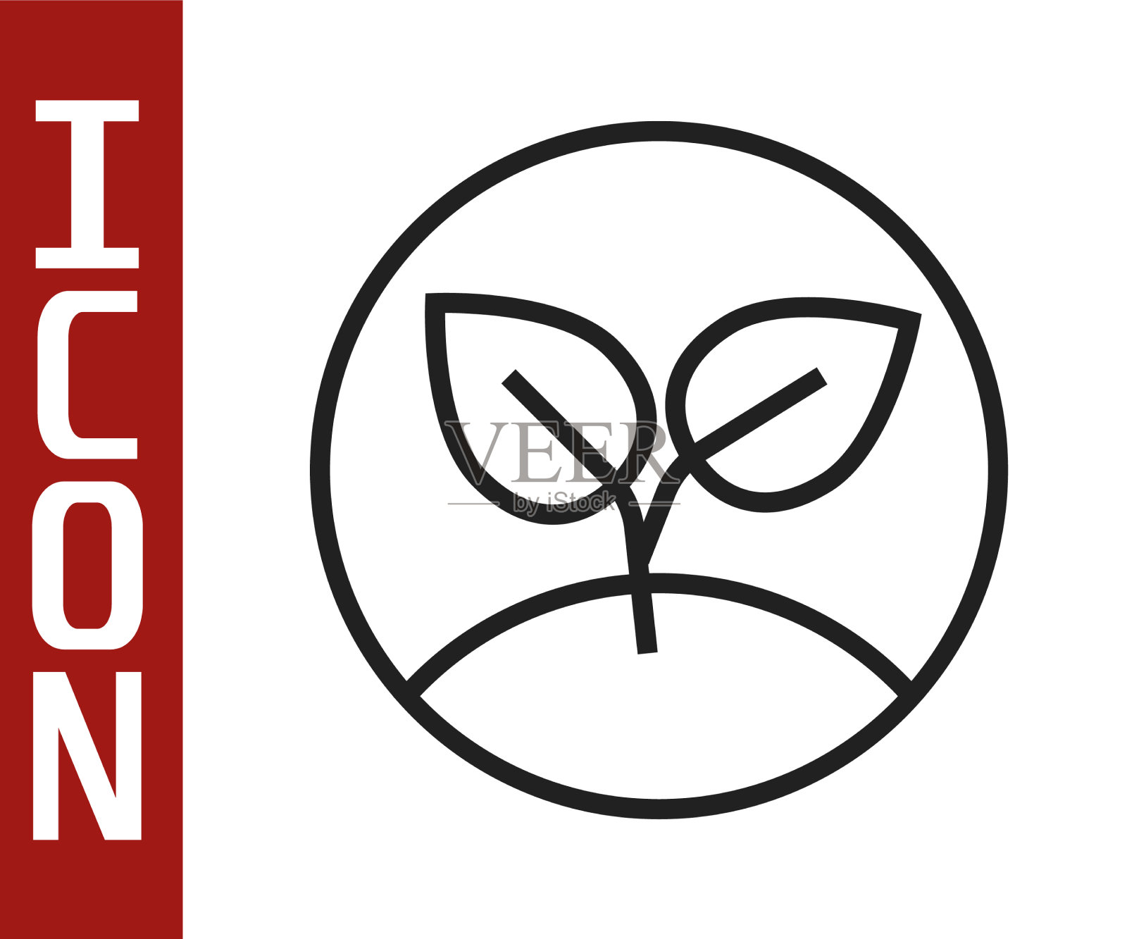 黑线发芽图标孤立在白色插画图片素材