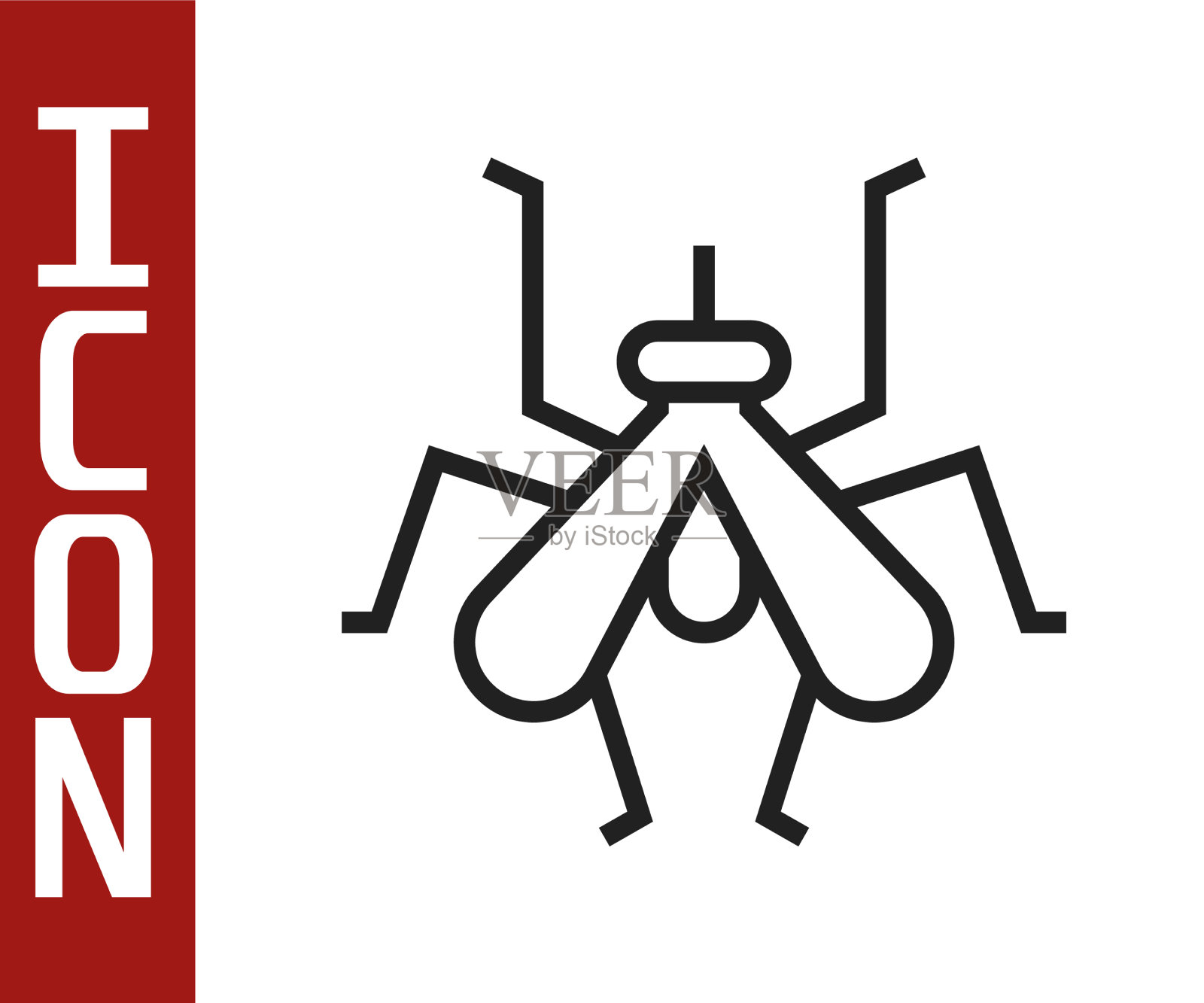 黑线蚊子图标孤立在白色插画图片素材