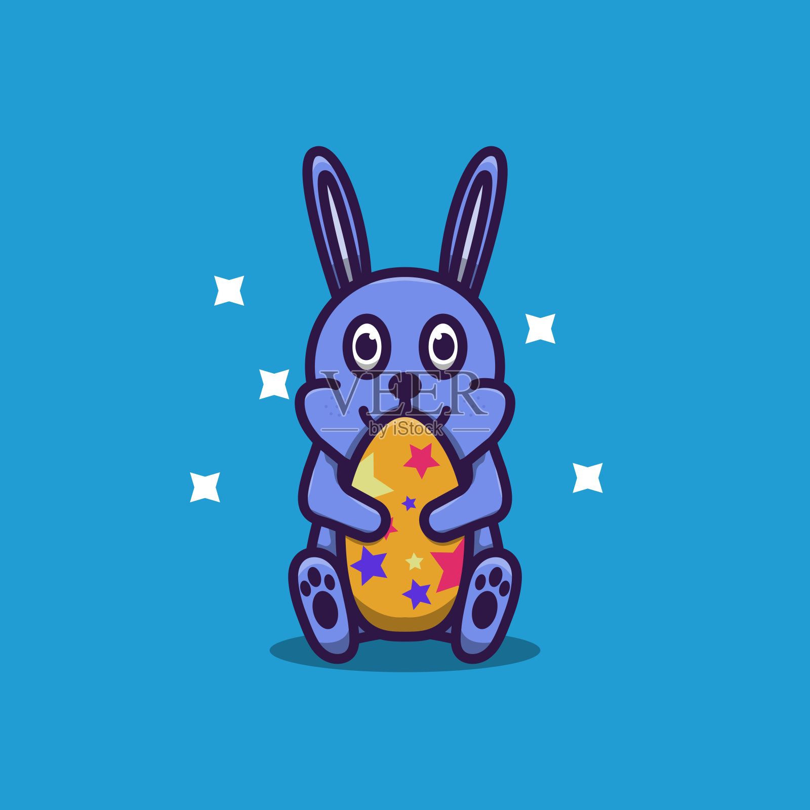 可爱的兔子和鸡蛋。复活节插画图片素材