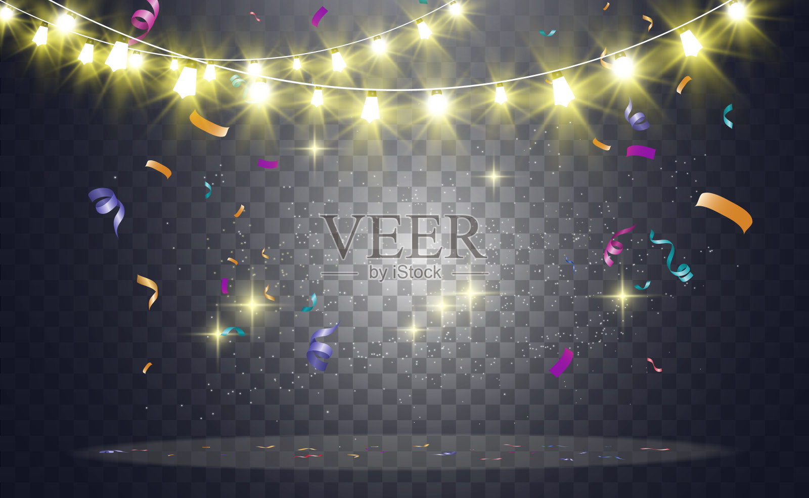 圣诞亮,彩灯美,设计元素多。插画图片素材